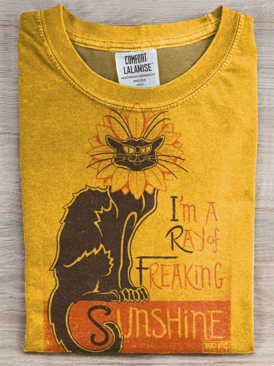 I'm A Ray Of Freaking Sunshine Cats Prints Casual T-shirt