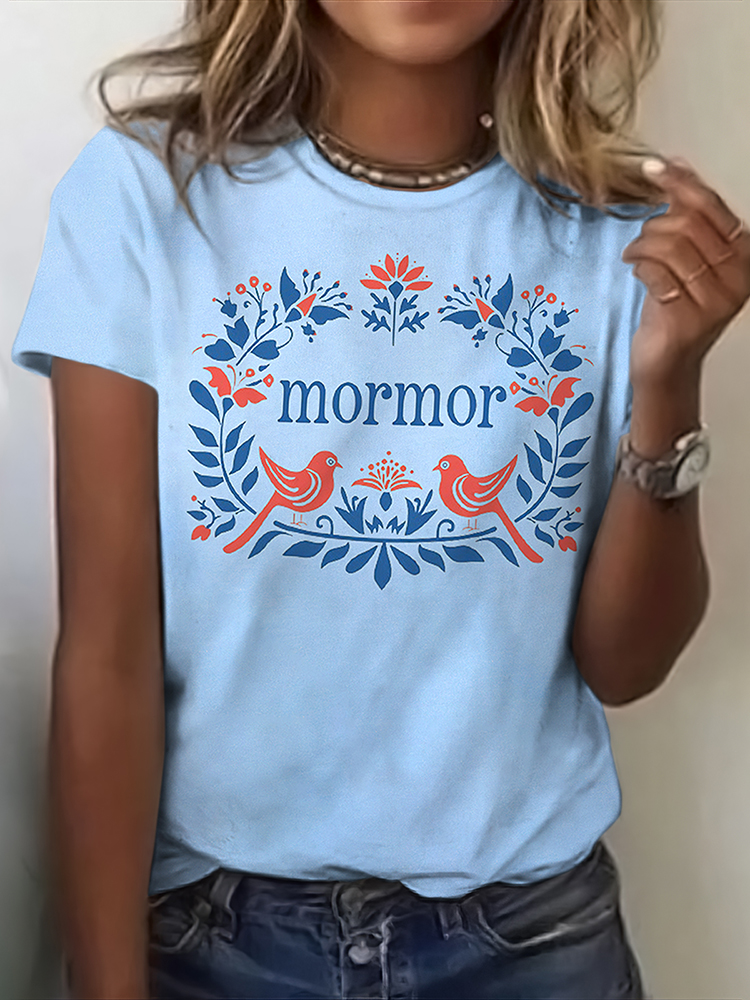 Women's Swedish Birds Art Short Sleeve T-shirt