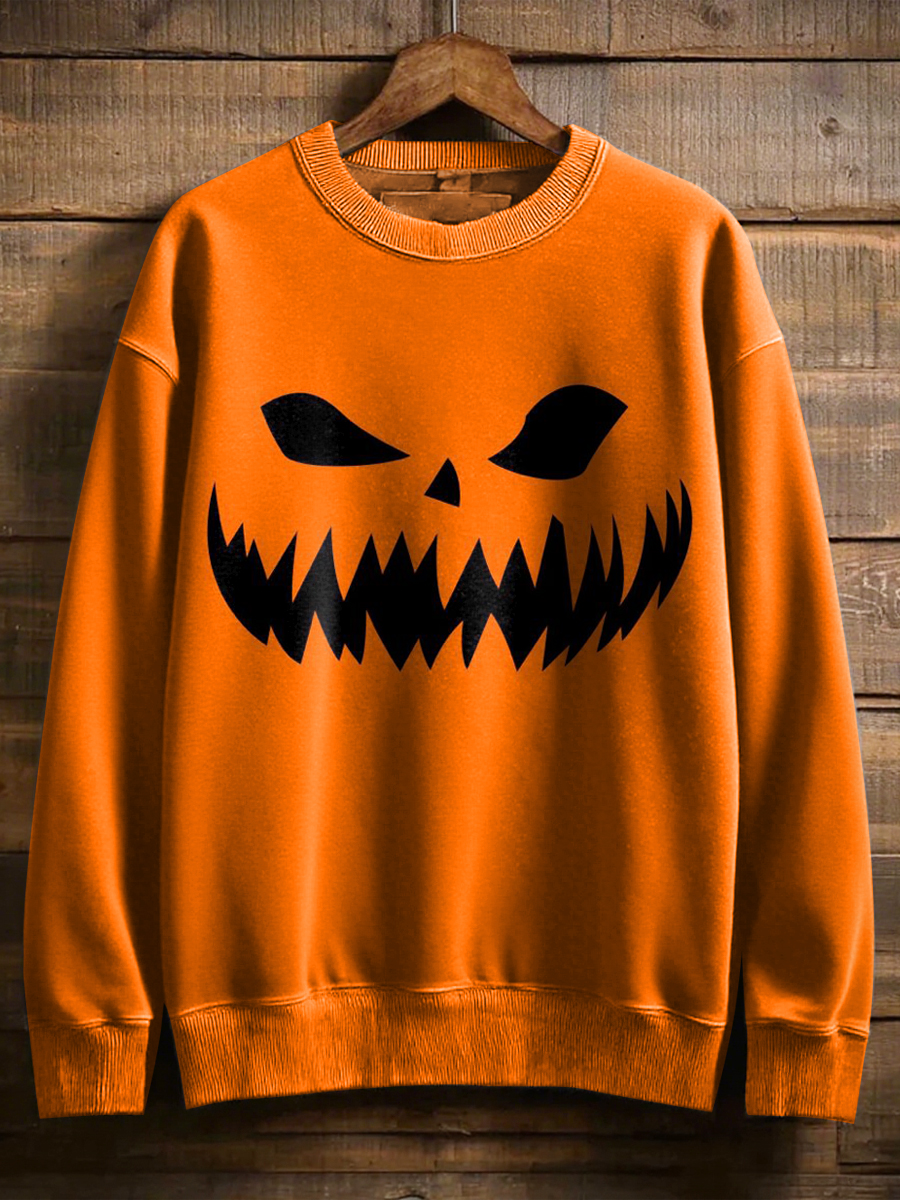 Vintage Halloween Pumpkin Art Print Casual Sweatshirt