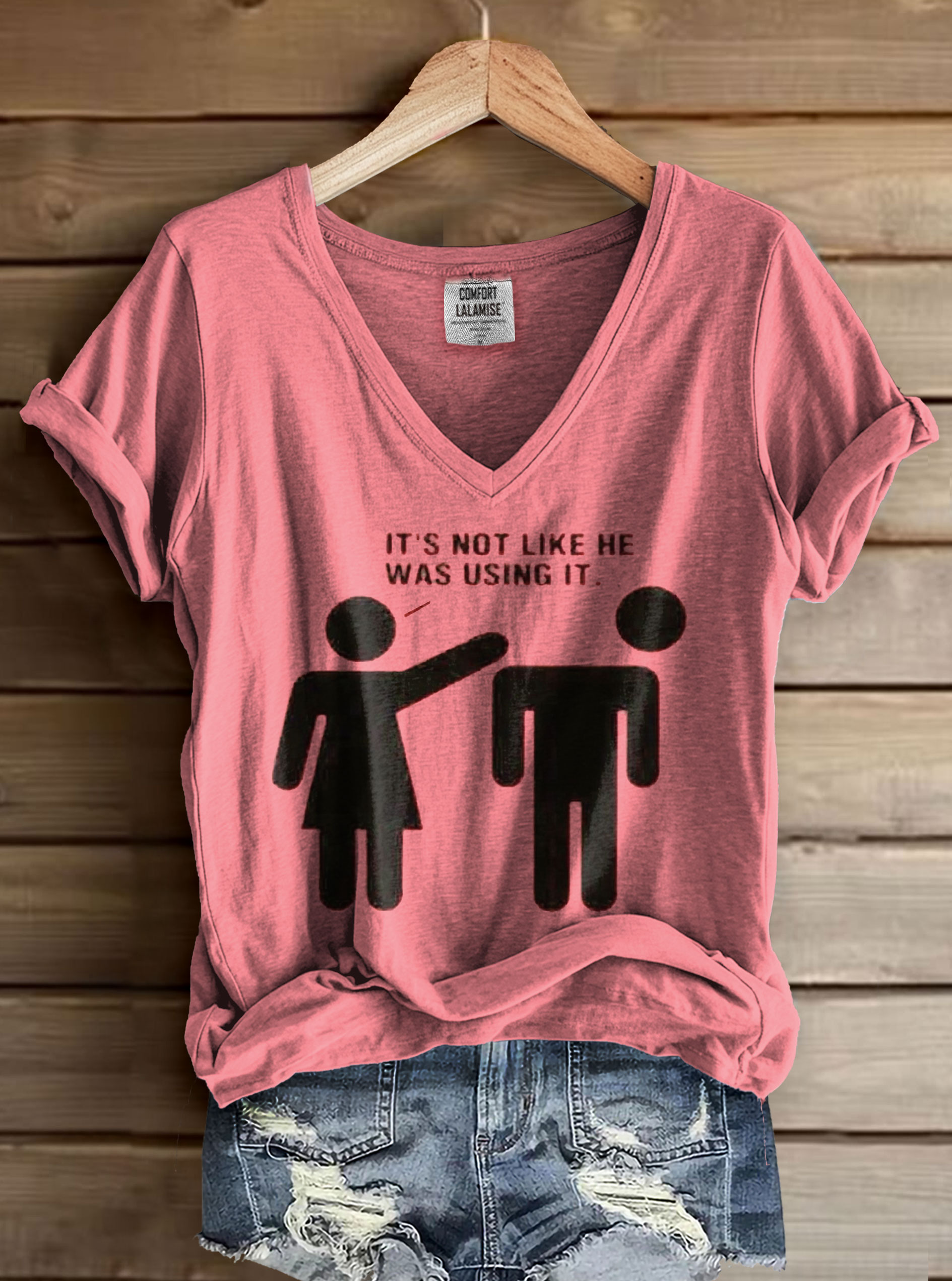Funny Print V-neck Casual T-Shirt