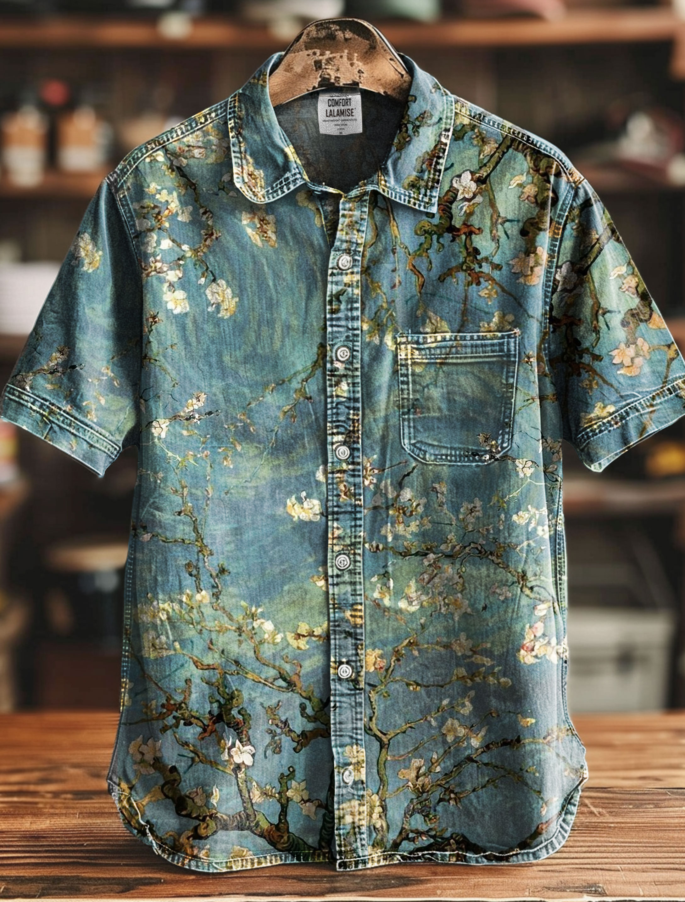 Vintage Bloom Art Print Casual 100% Cotton Shirt