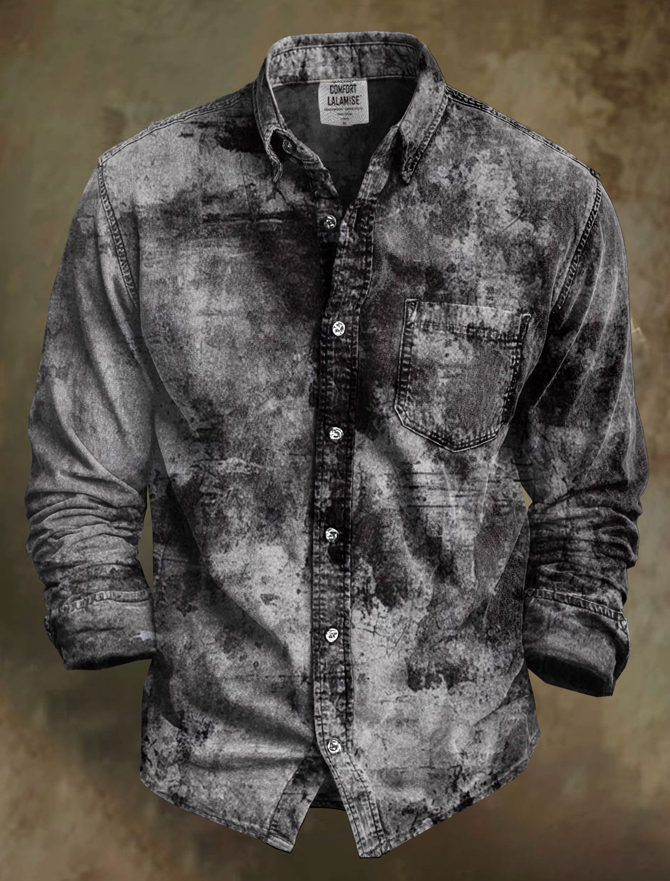 Abstrct Art Print 100% Cotton Long Sleeve Shirt