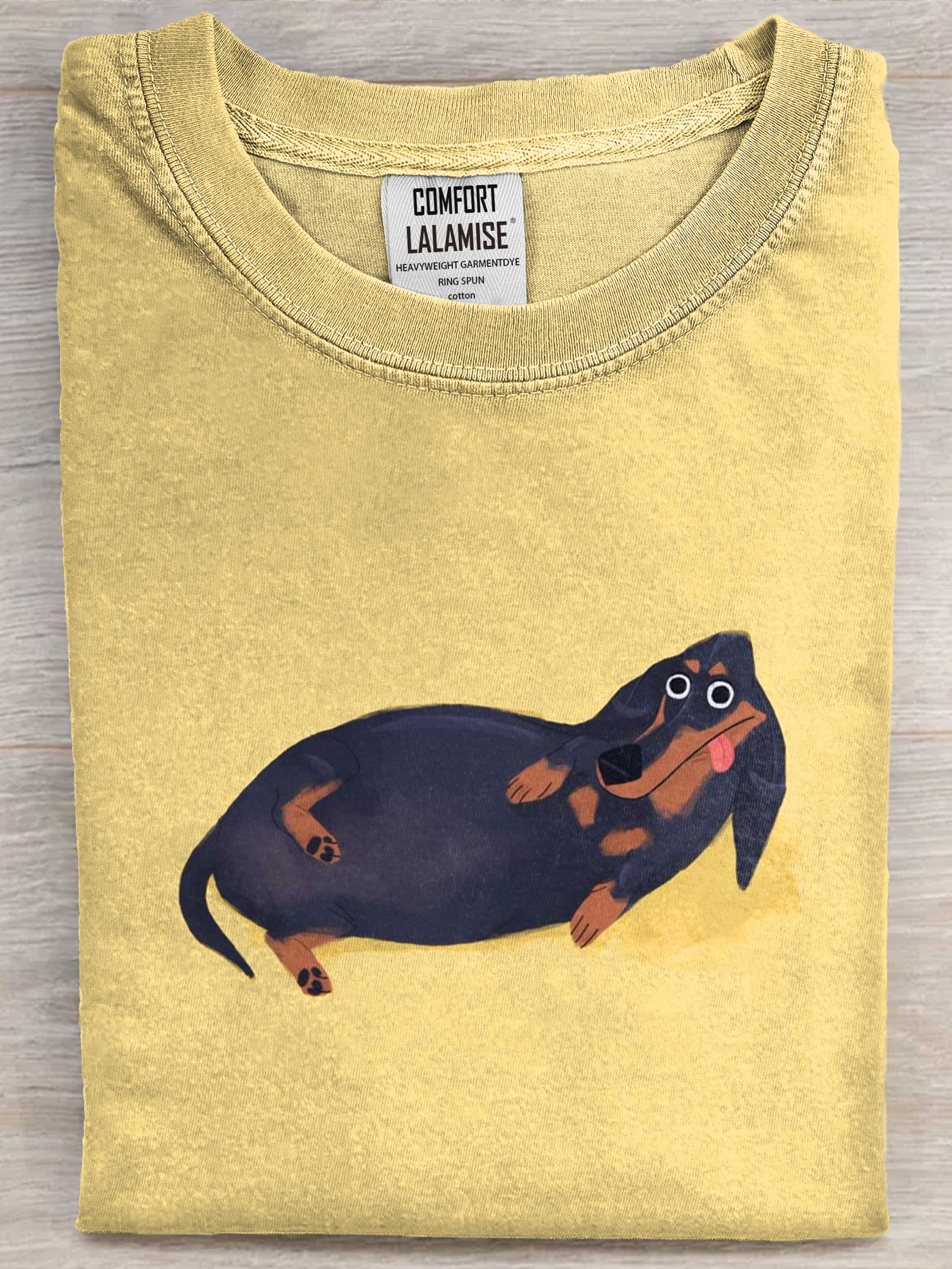 Cute Fat Dachshund Dog Art Print Casaul Short Sleeve T-shirt
