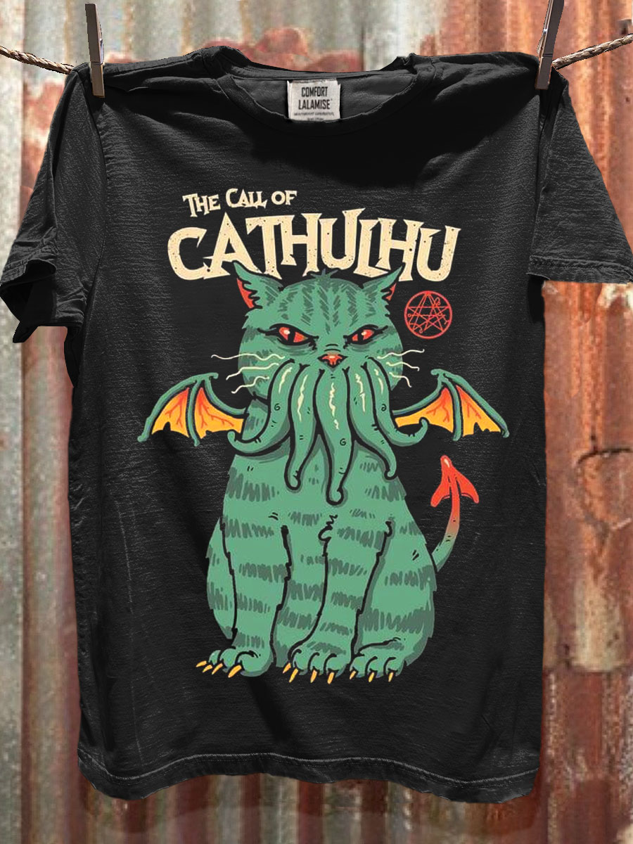 The Call Of Cathulhu Art Print Causal Cotton Short Sleeve T-shirt