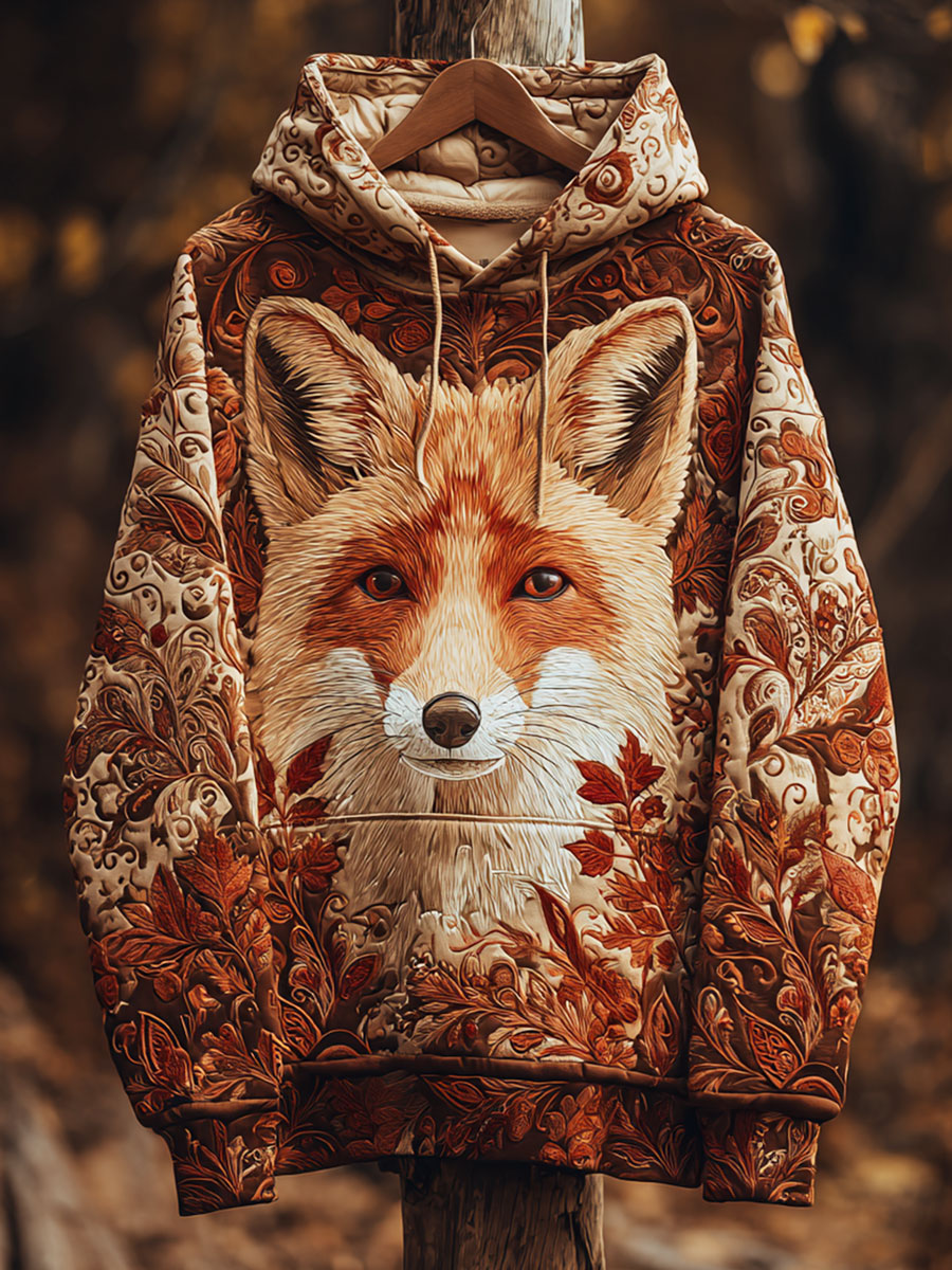 Autumn Fox Print Casual Sweatshirt