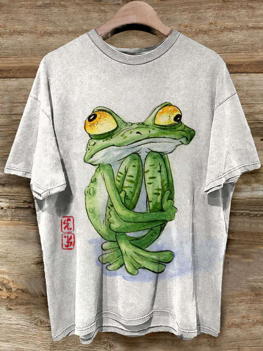 Self Care Funny Frog Art Casaul Short Sleeve T-shirt