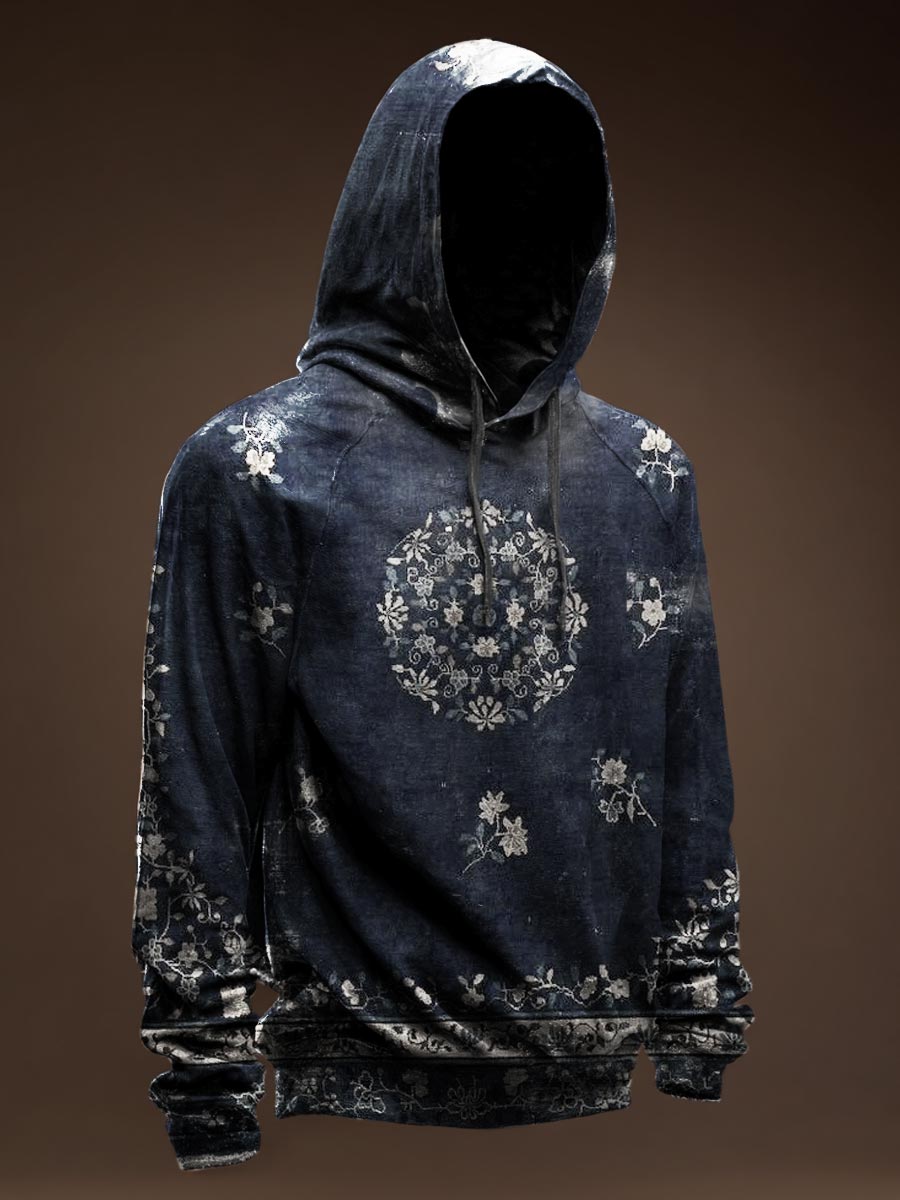 Vintage Floral Prints Casual Hoodie Sweatshirt