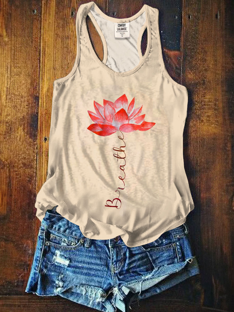 Lotus Flower Breathe Art Print Casaul Tank Top