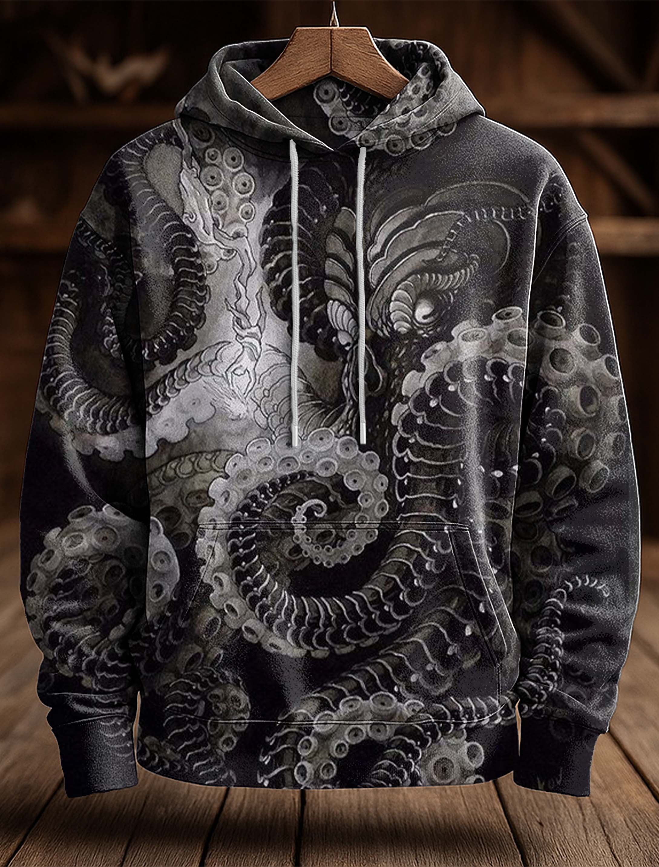 Cthulhu Deep Sea Octopus Tentacles Art Print Casual Hooded Sweatshirt