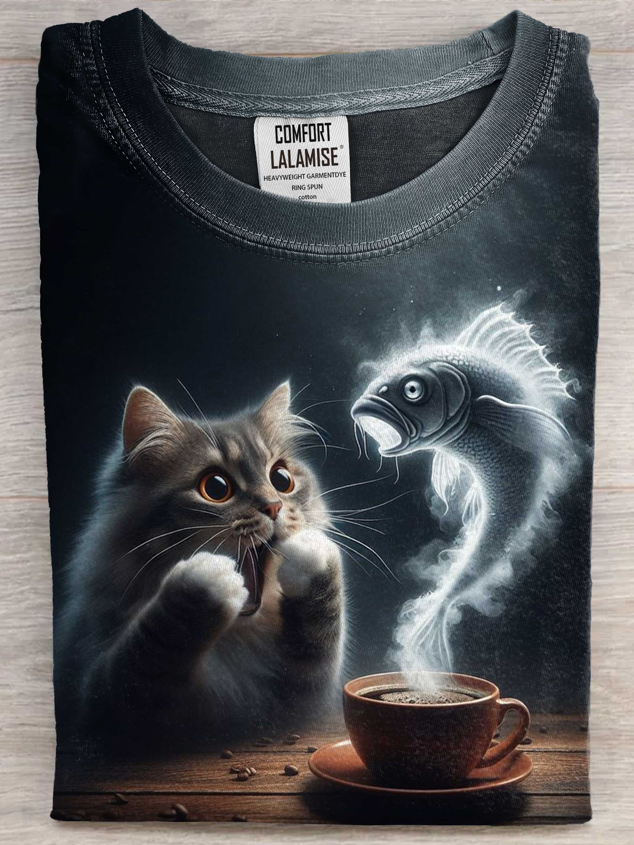 Funny Cat Art Print Casaul Short Sleeve T-shirt