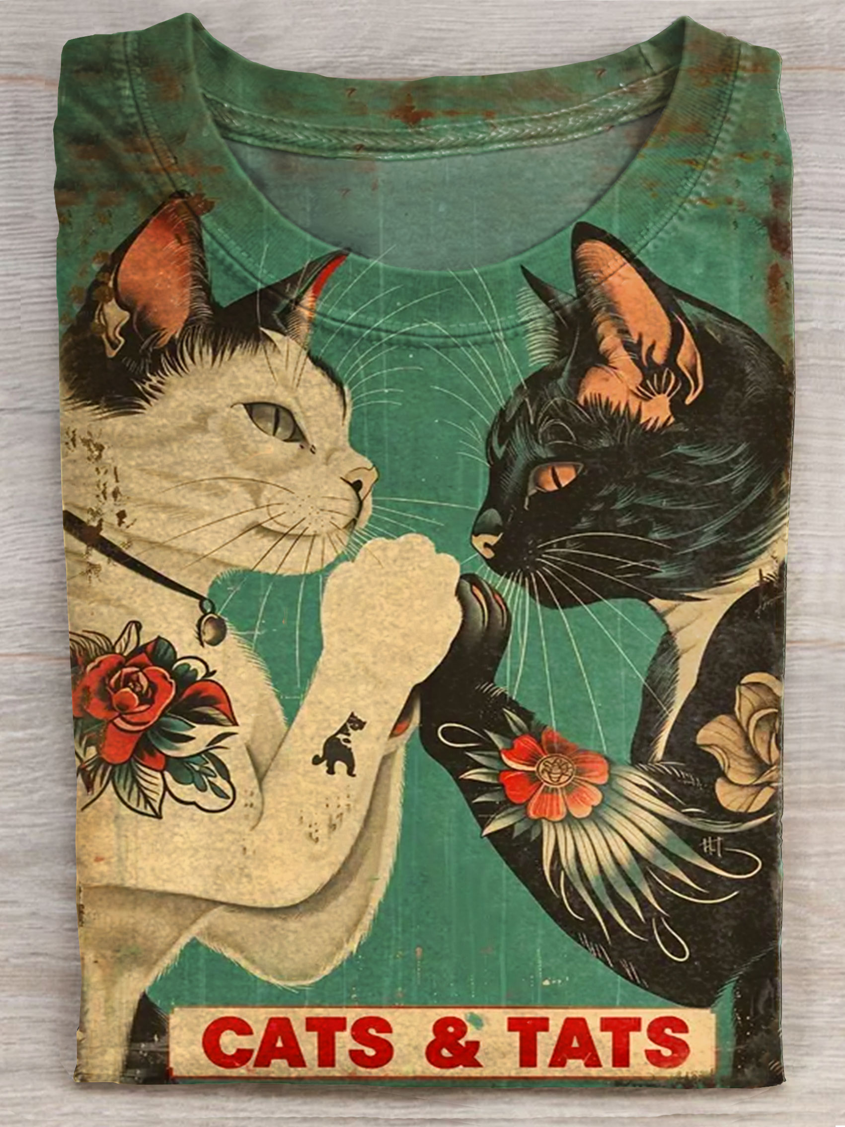 Cats Tats  Art Print Casaul T-shirt