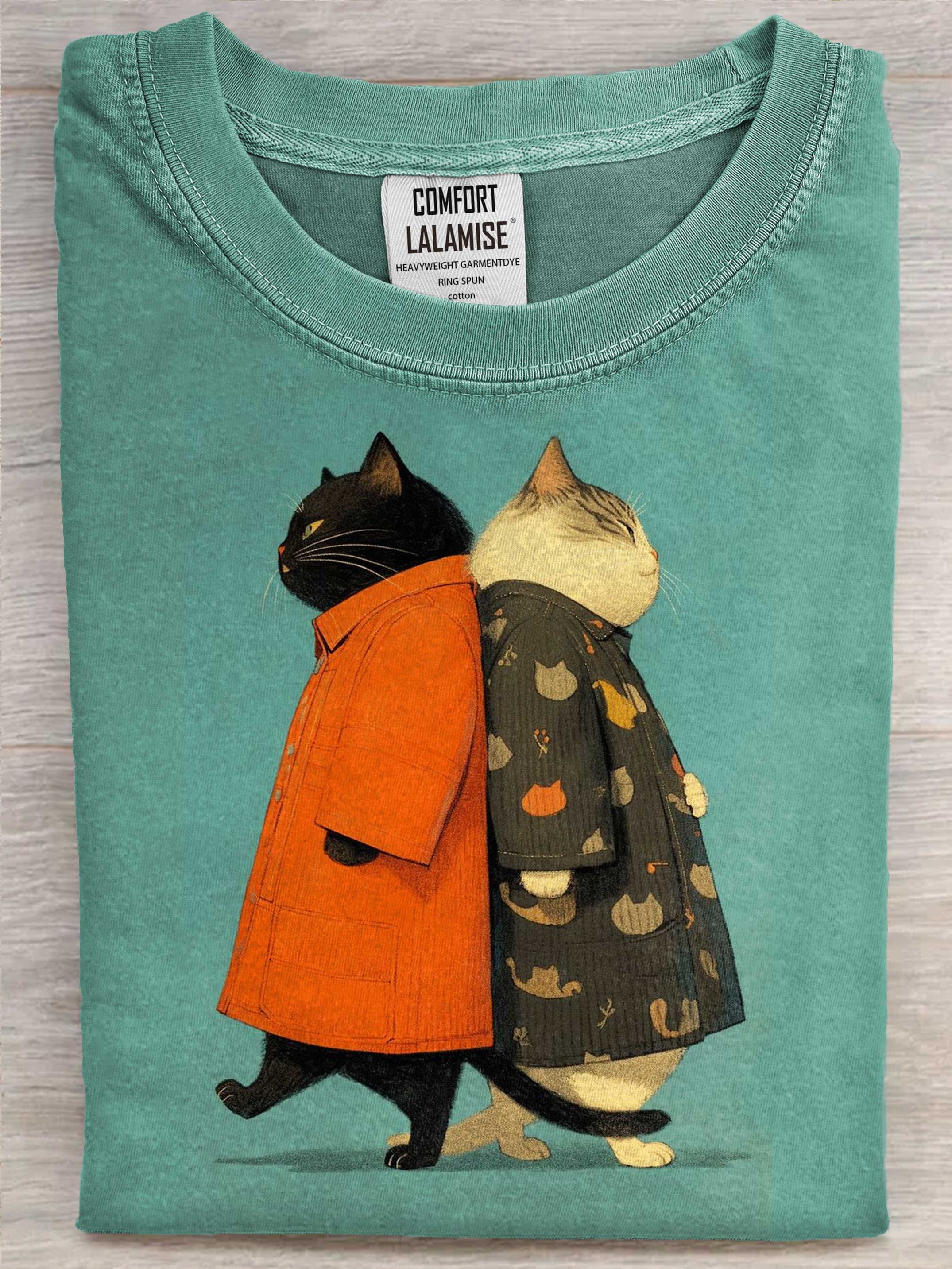 Cat Brothers Art Casaul Cotton Short Sleeve T-shirt