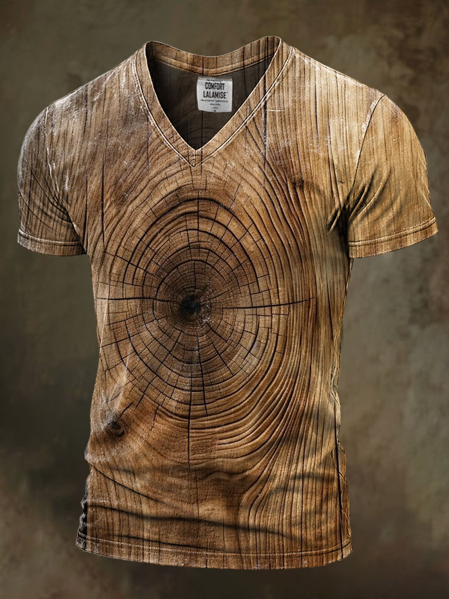 The Life Crack of Tree Art Print Casaul Short Sleeve V-neck T-shirt