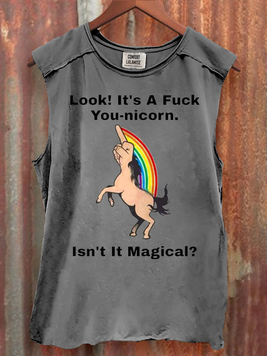 Fuck you nicorn Funny Quote Print 100% Cotton Casual Tank Top