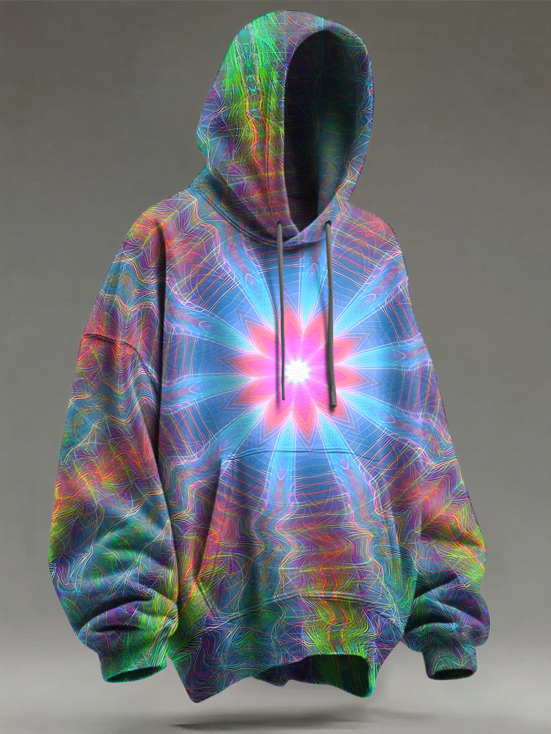 Retro Hippie Multicolor Pattern Art Print Casual Hoodie Sweatshirt