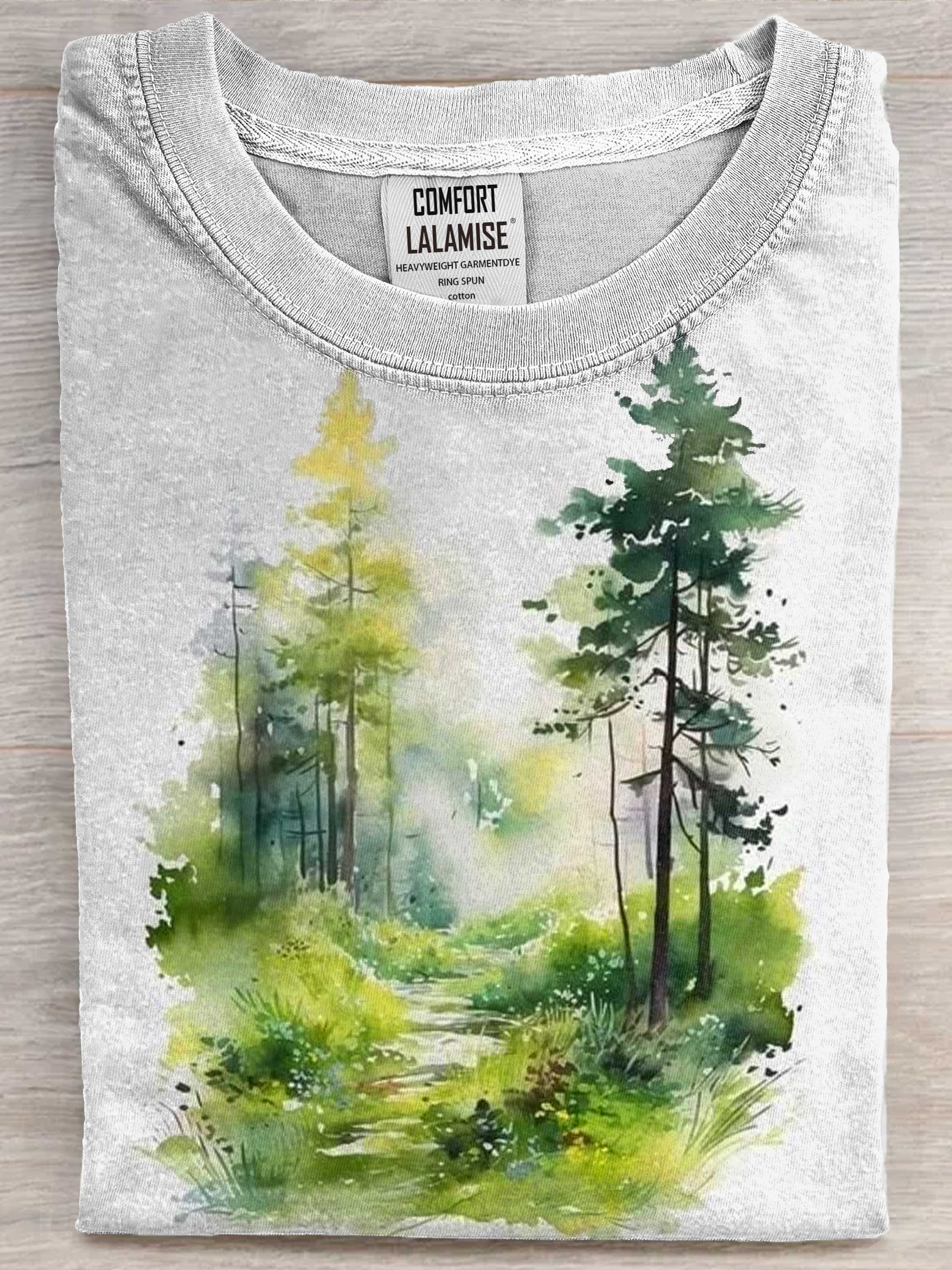 Peace Forest Art Print Casual Short Sleeve T-shirt