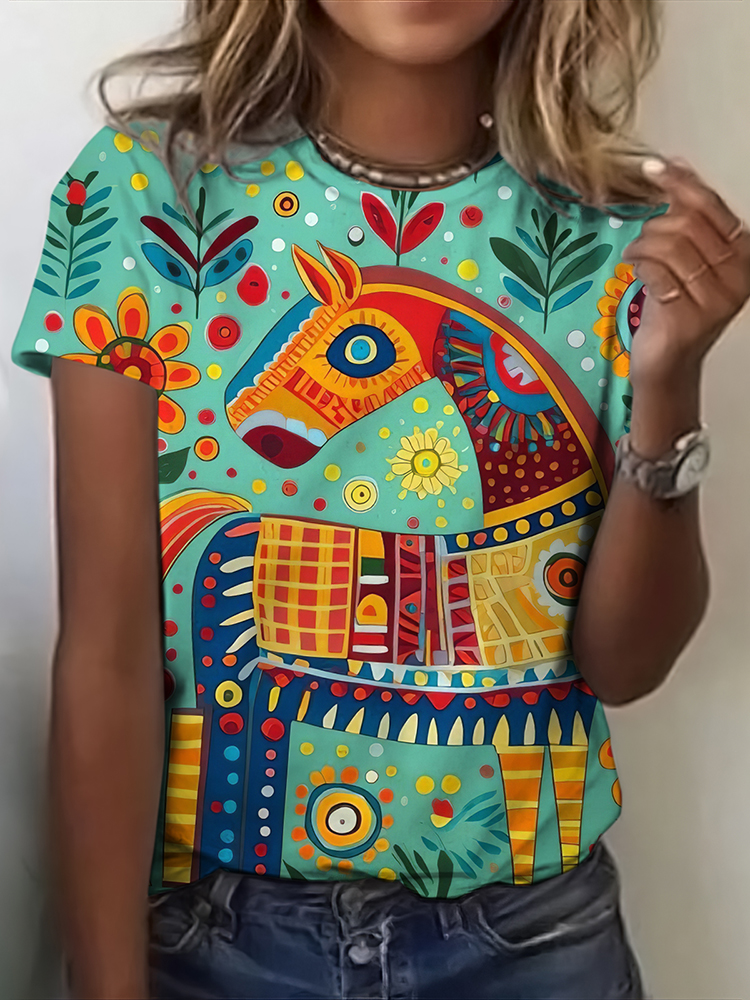 Women's Swedish Folk Art Floral T-shirt