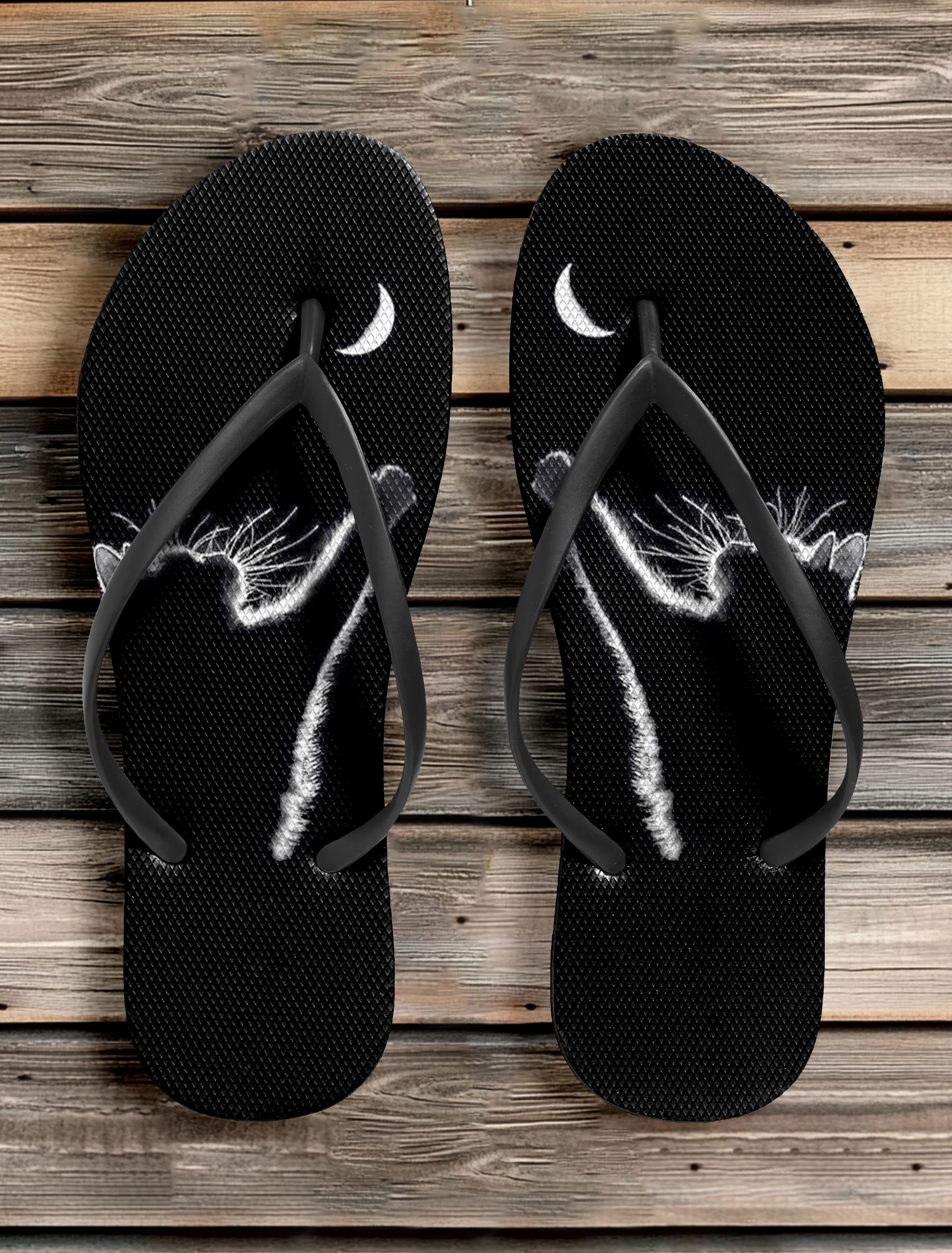 Classic Cat Reaching The Moon Art Print Flip-Flop