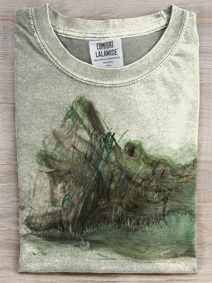 Funny Crocodile Printed Casual Short-sleeved T-shirt