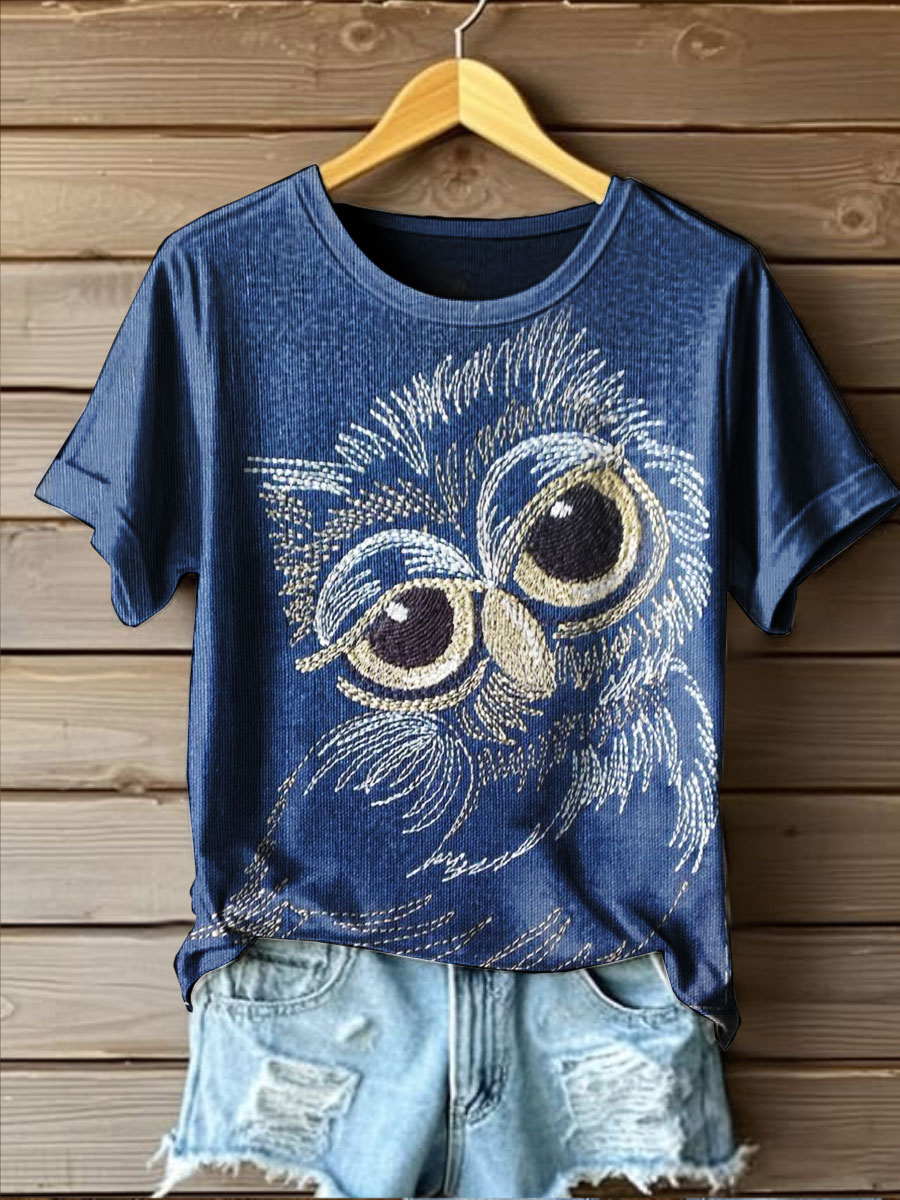 Owl Art Print Casual T-shirt
