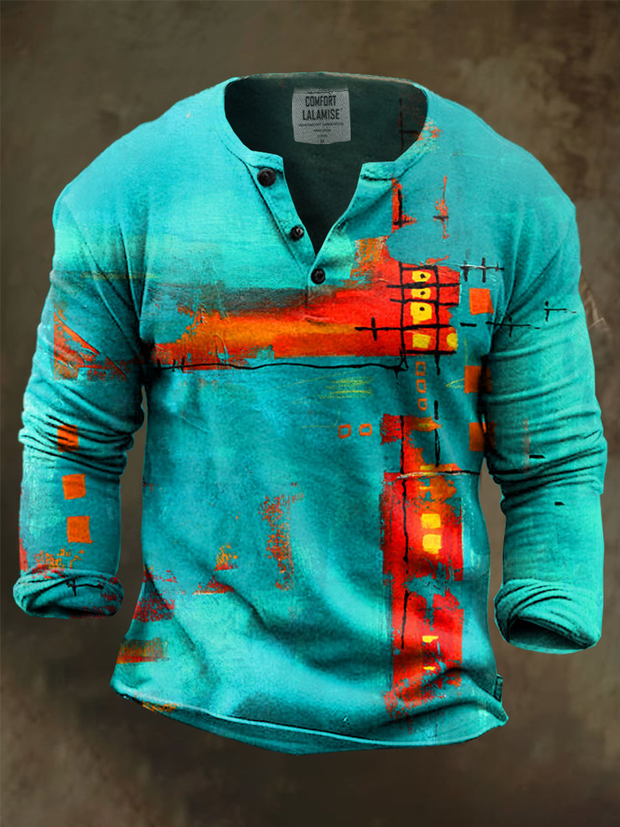 Rusty Art Print Henley Sweatshirt