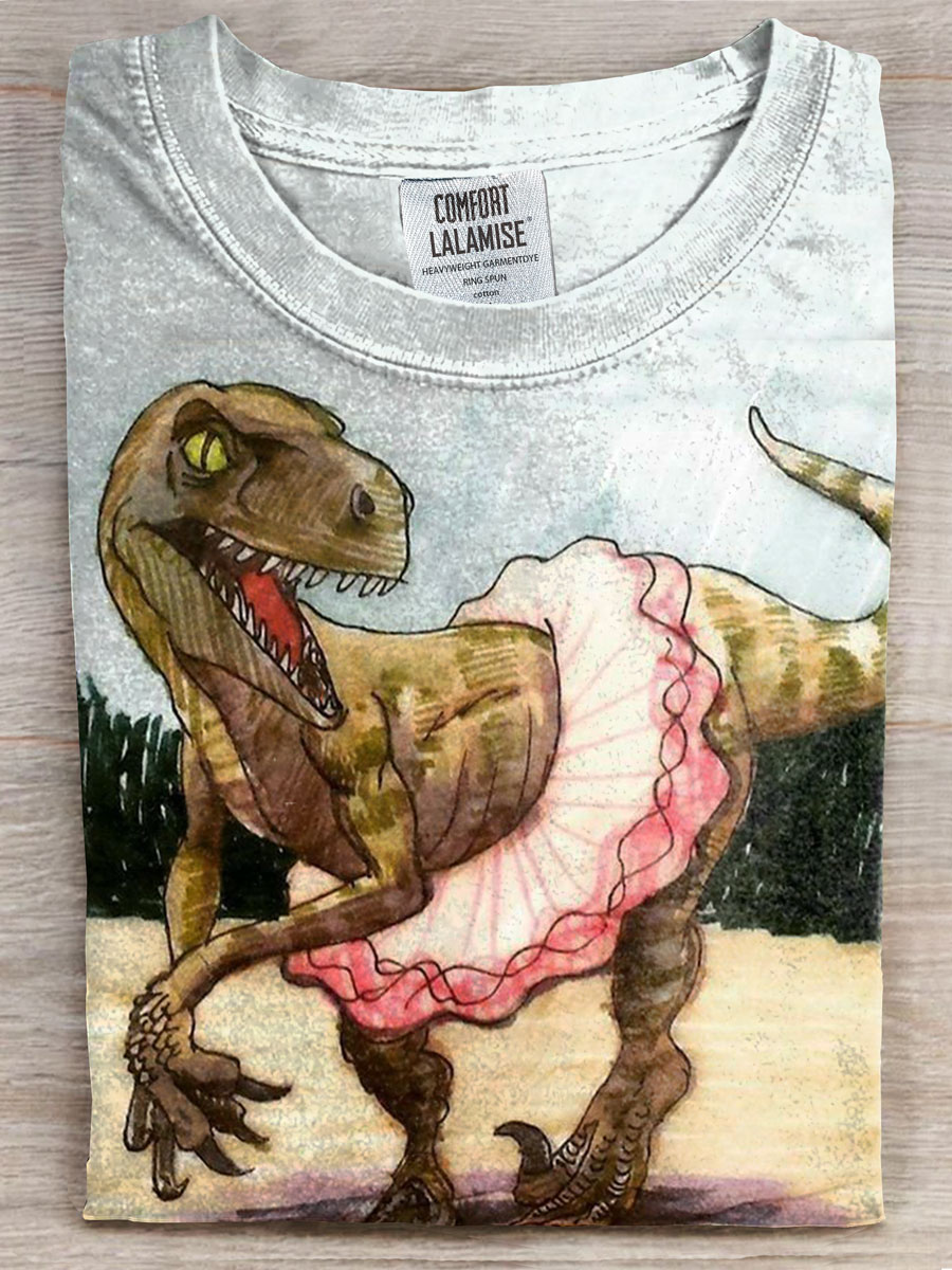 Funny Dinosaur Print Casual T-shirt