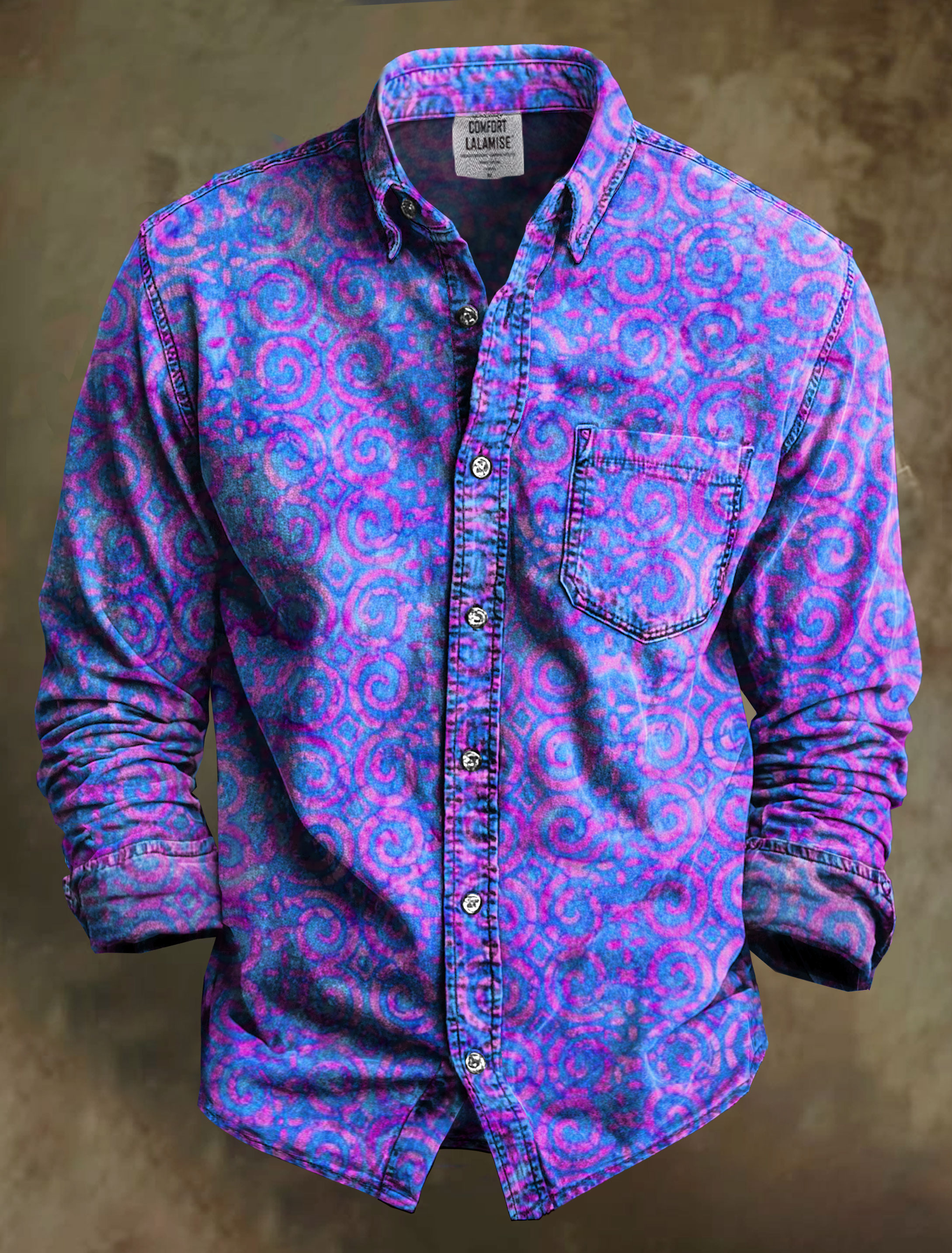 Abstrct Art Print 100% Cotton Long Sleeve Shirt