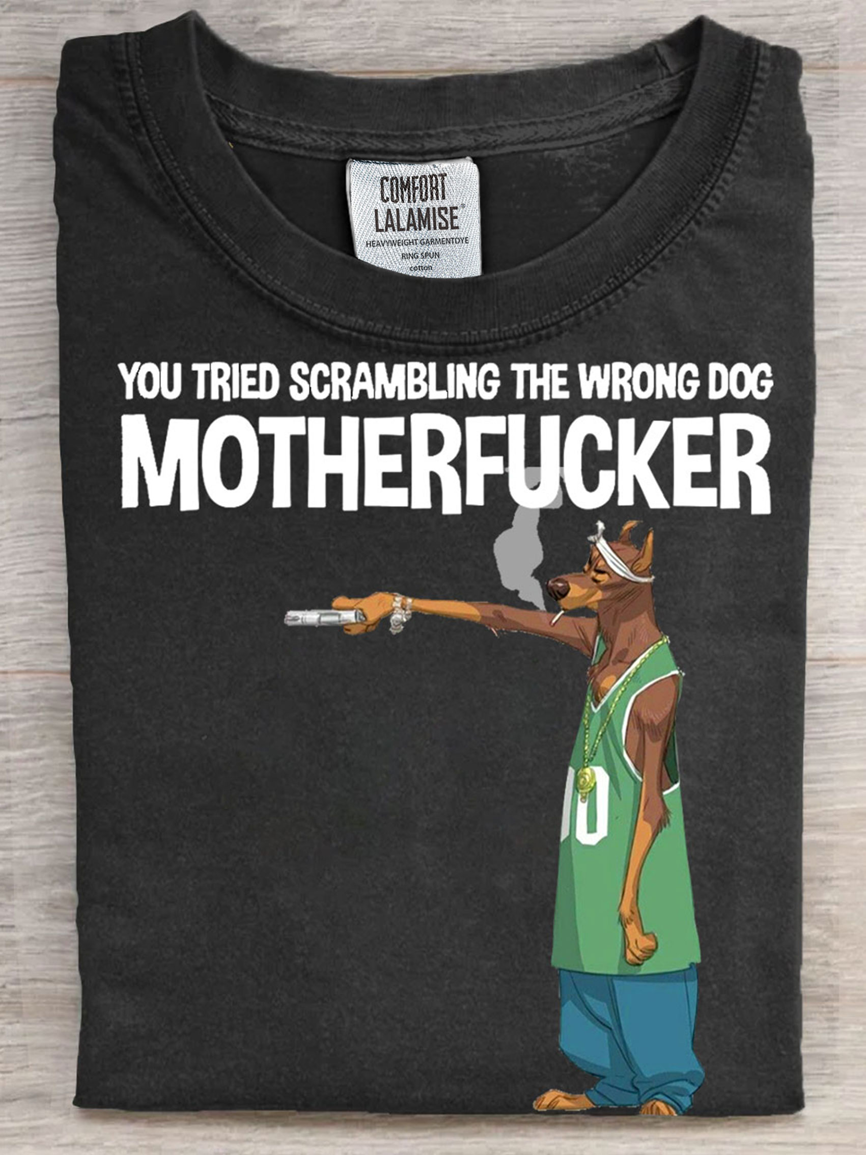 Funny Dog Motherfucker Art Print Casual Short Sleeve T-shirt