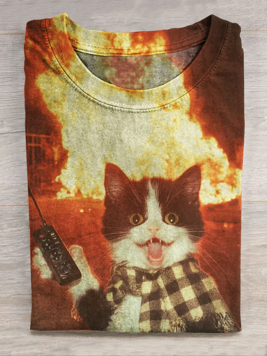 Funny Cat Printed Casual Top