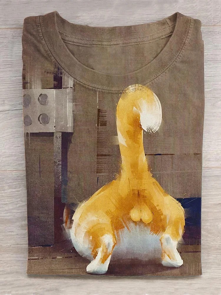 Funny Cat Art Print Casaul Short Sleeve T-shirt