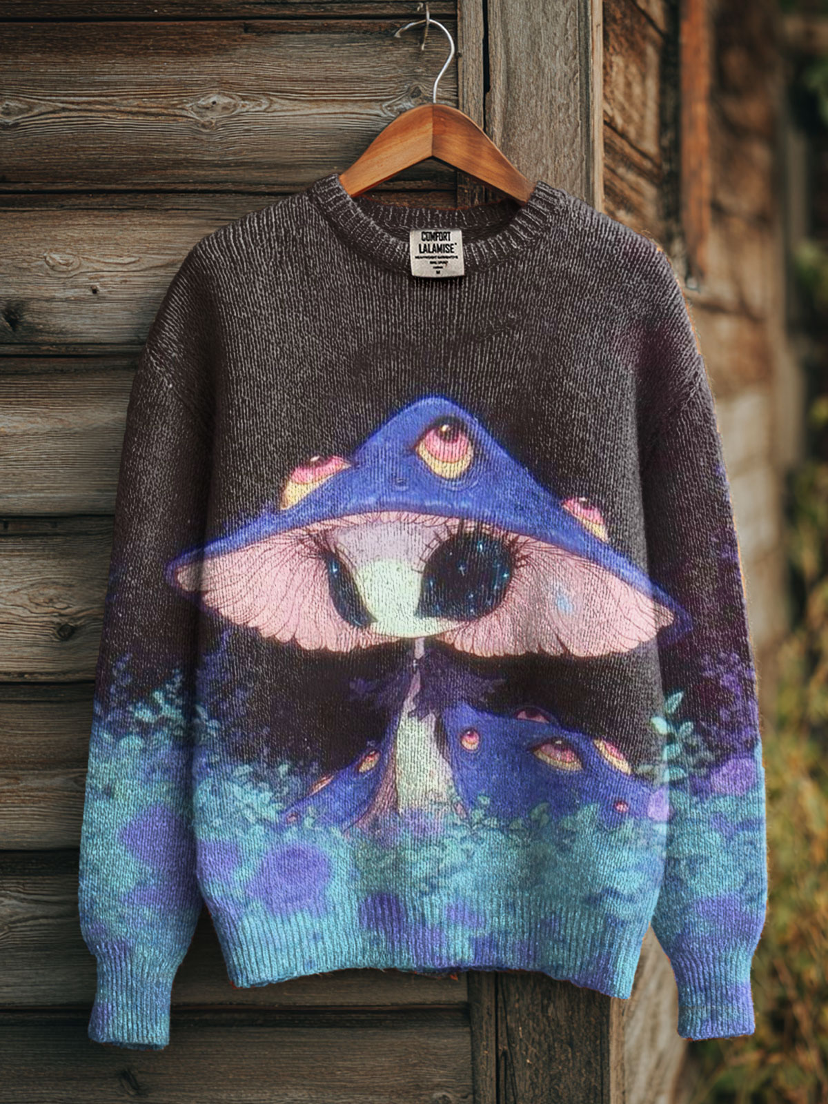 Mushroom Fancy Art Print Knit Pullover Sweater