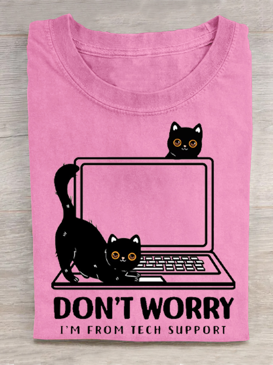 Cat Funny Art Print Crew Neck Short Sleeve T-Shirt