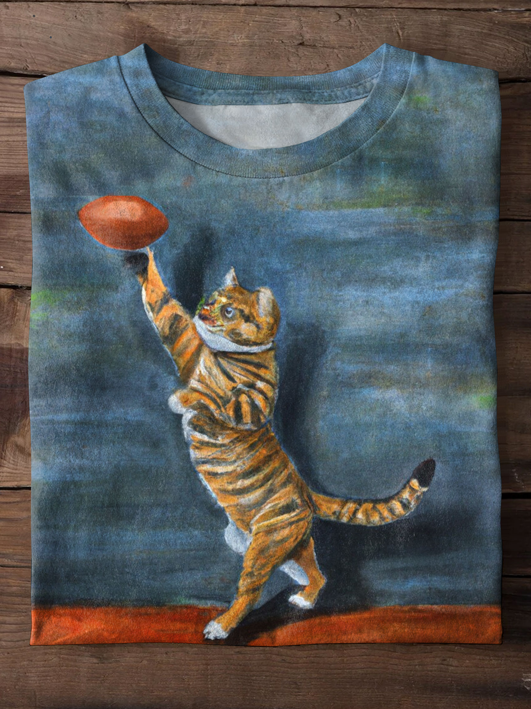 Cat Baseball Art Print Casaul Short Sleeve T-shirt