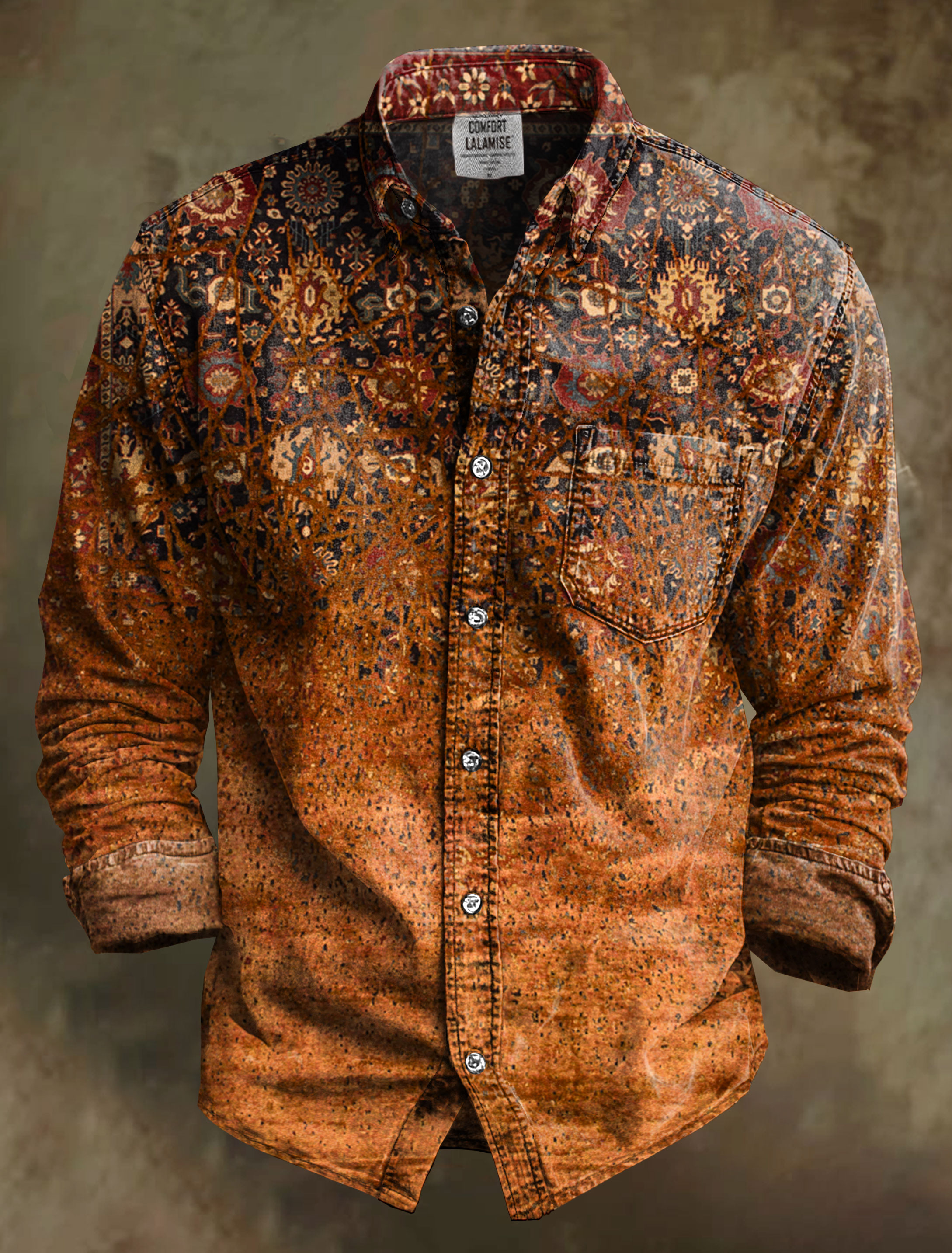 Vintage Art Print 100% Cotton Long Sleeve Shirt