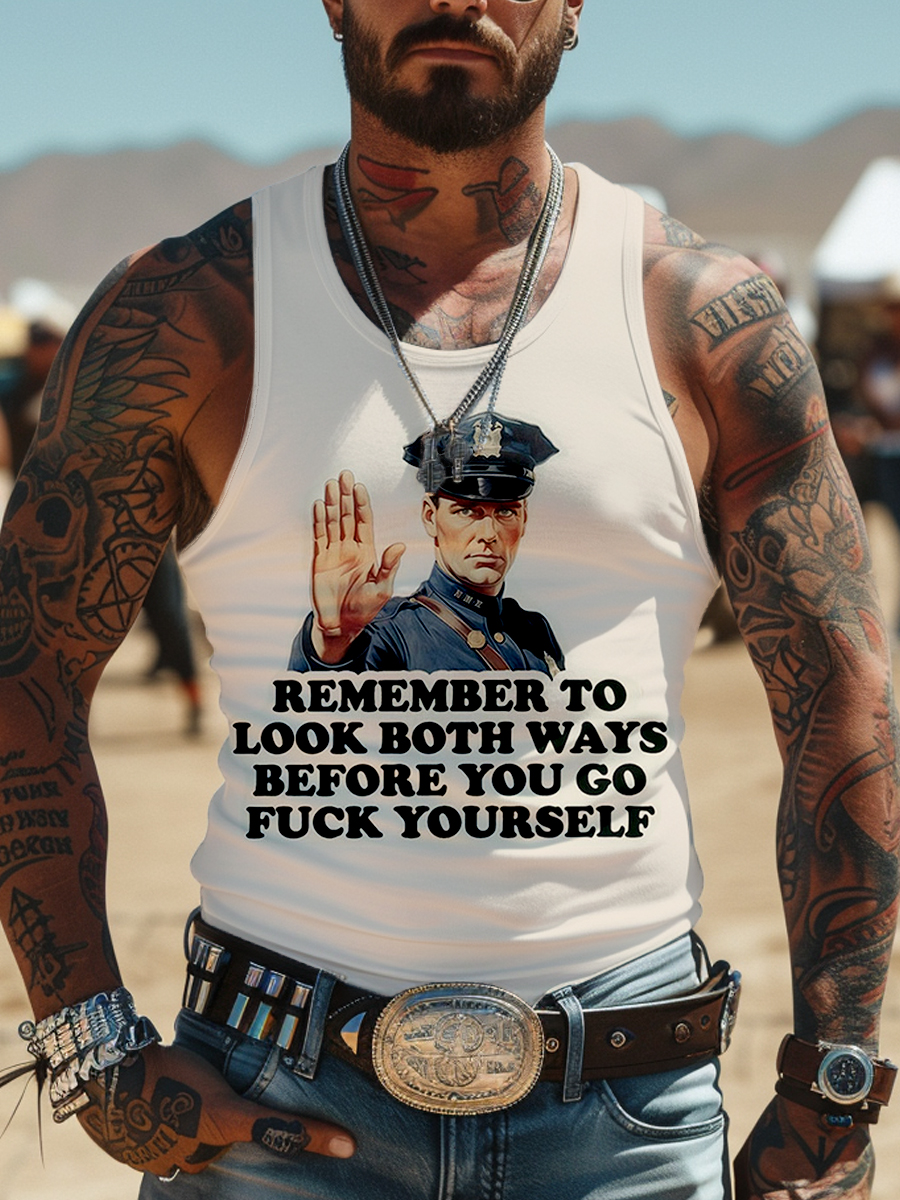 Go Fuck Yourself Funny Print Print 100% Cotton Casual Tank Top