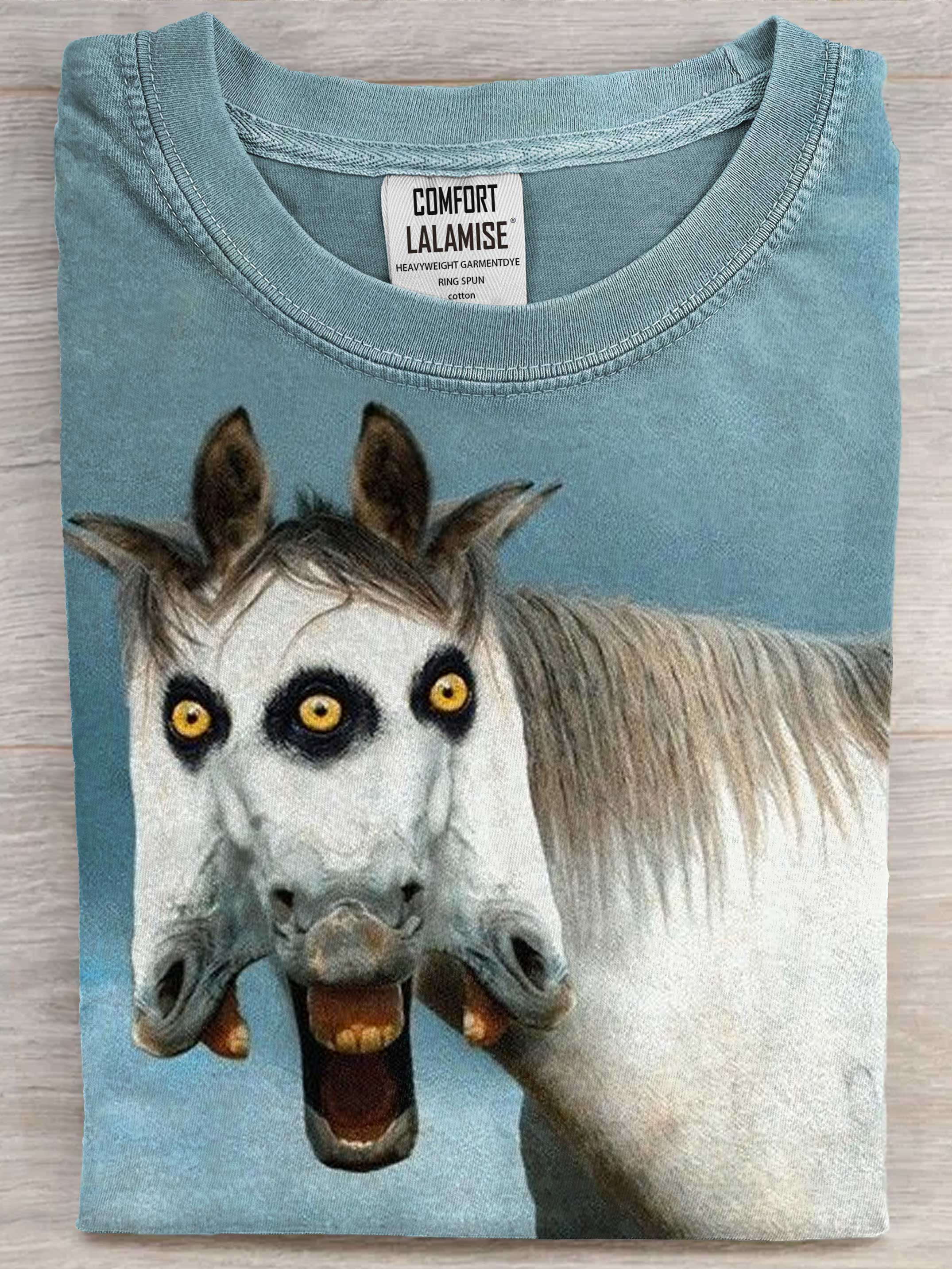 Freaky Horse Art Print Casual Short Sleeve T-shirt