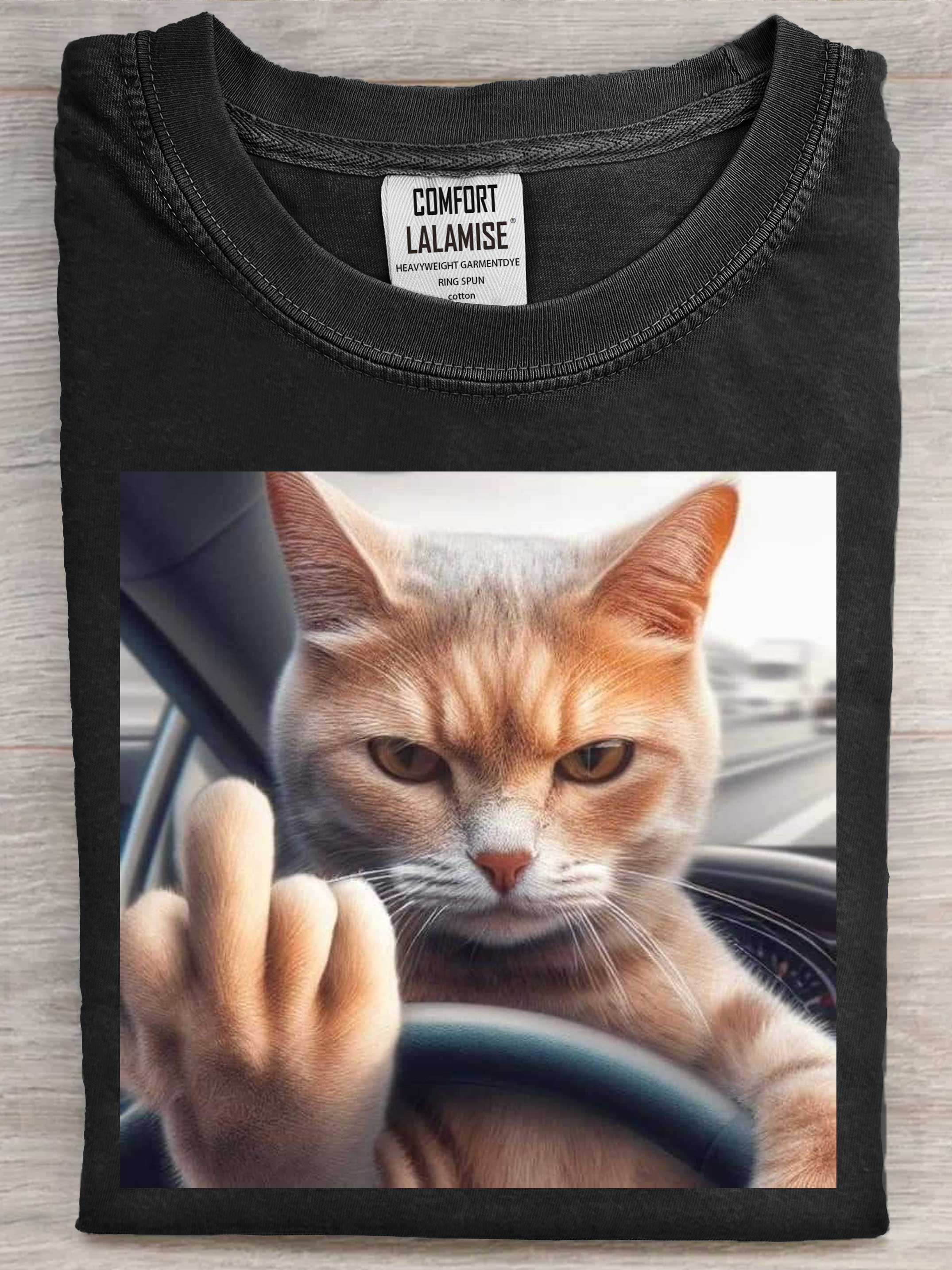 Funny Fuck Cat Art Print Cotton Casaul Short Sleeve T-shirt