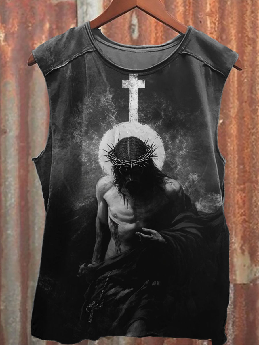 Religion Vintage Print 100% Cotton Casual Tank Top