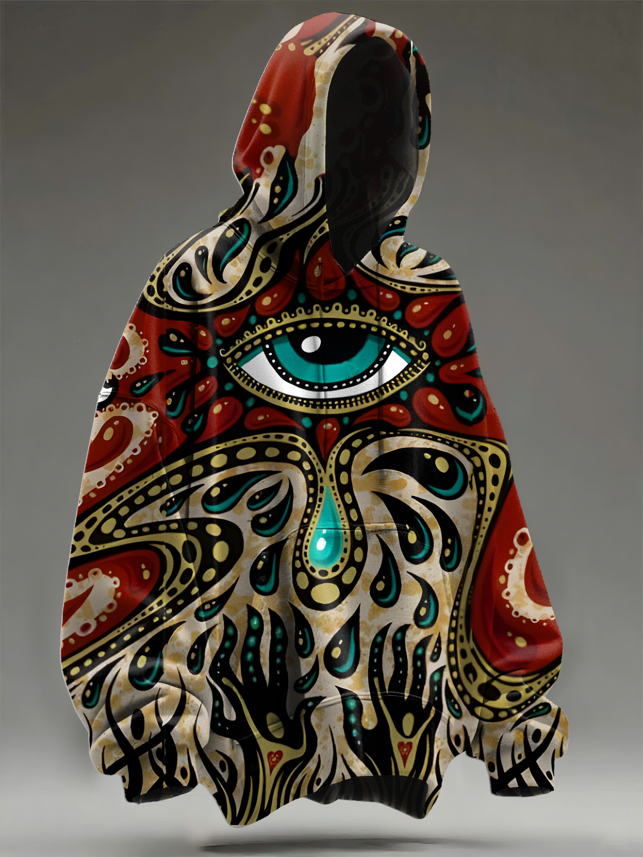 Retro Dark Eye Totem Art Print Casual Hoodie Sweatshirt