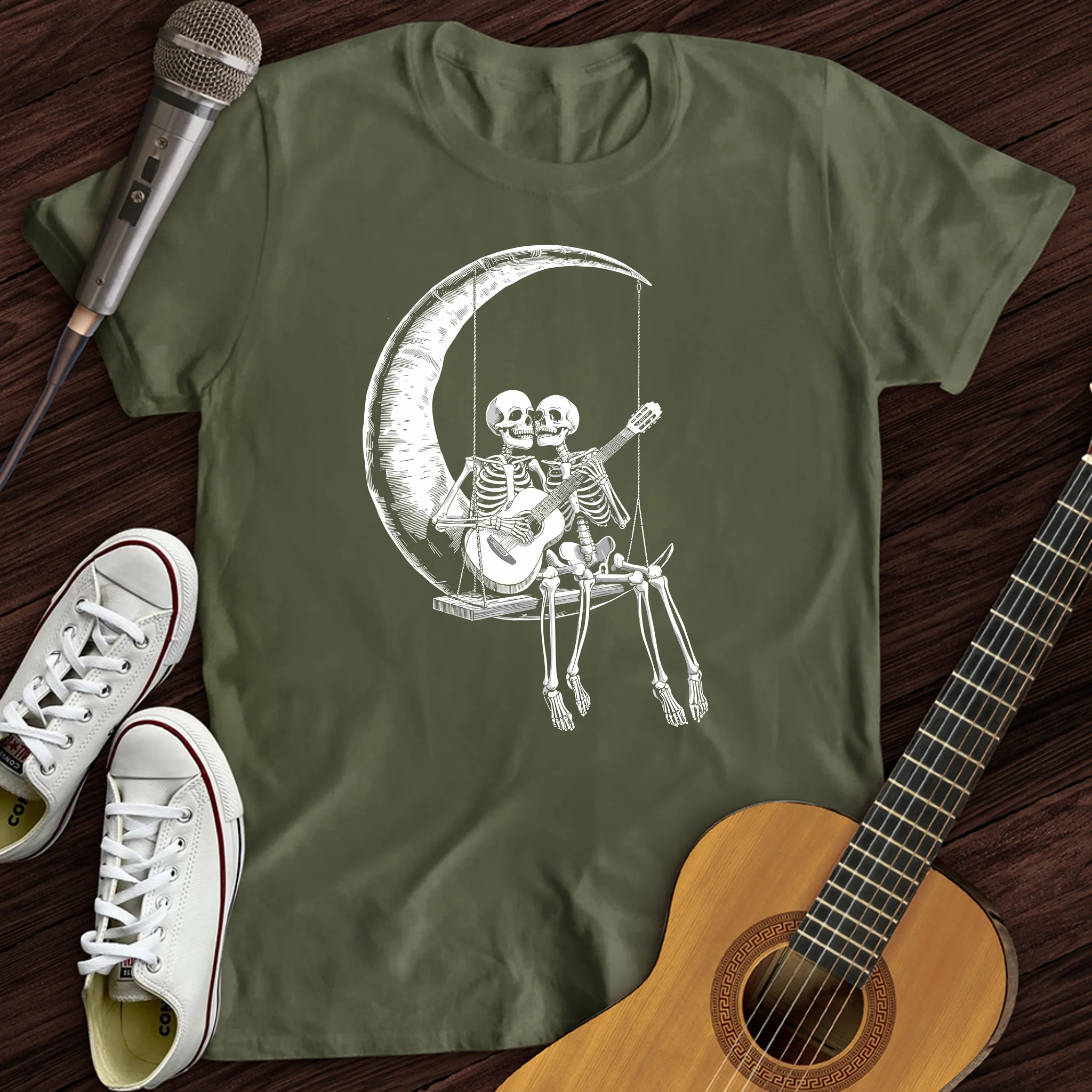 Skeleton Serenade on the Moon T-Shirt