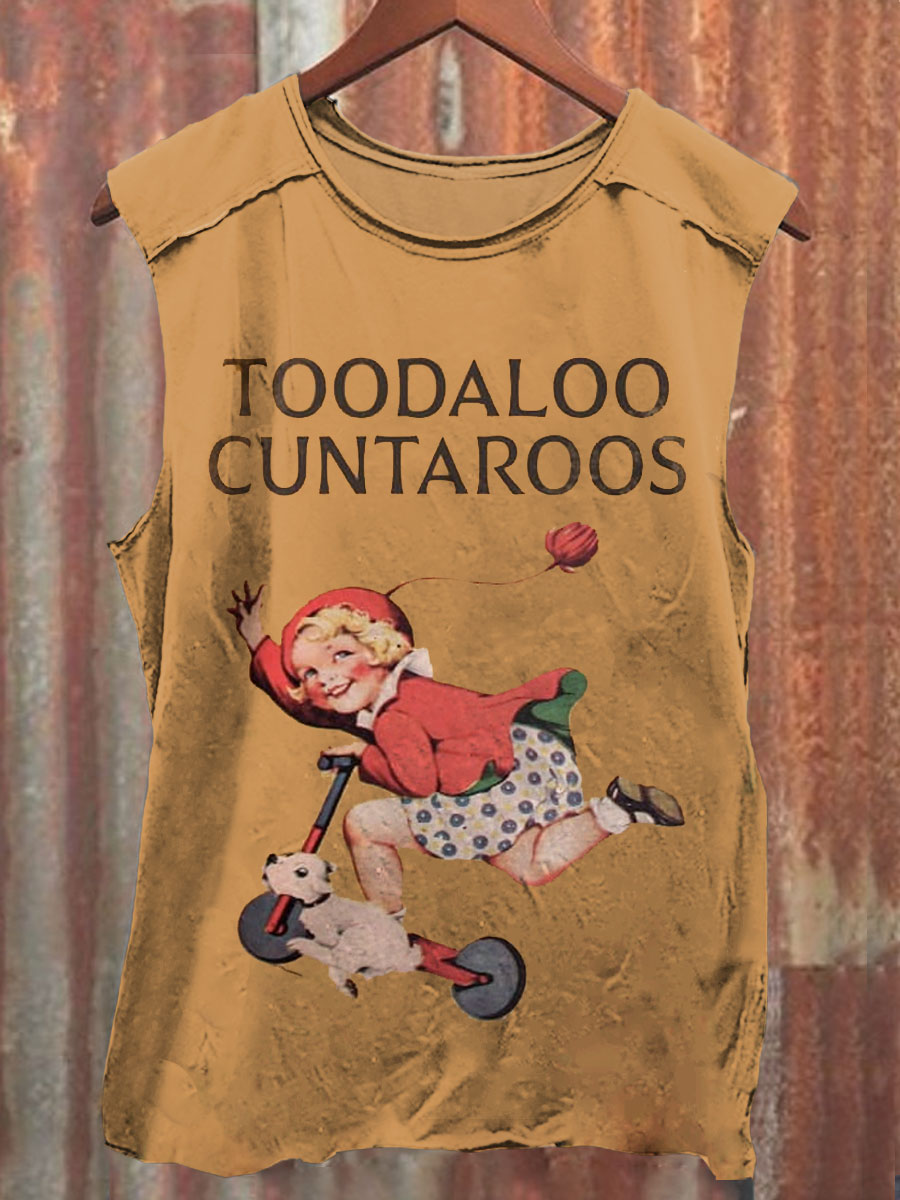 Vintage TOODALOO Art Print100% Cotton Casual Tank Top