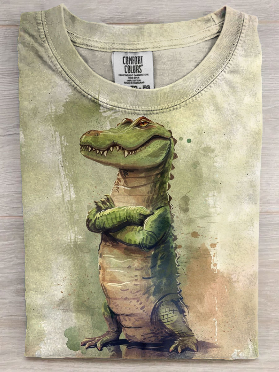 Funny Crocodiles Art Casaul Short Sleeve T-shirt