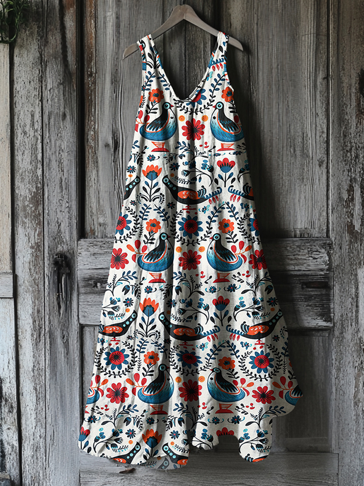 Women's Swedish Pattern Art Casual Midi Dress