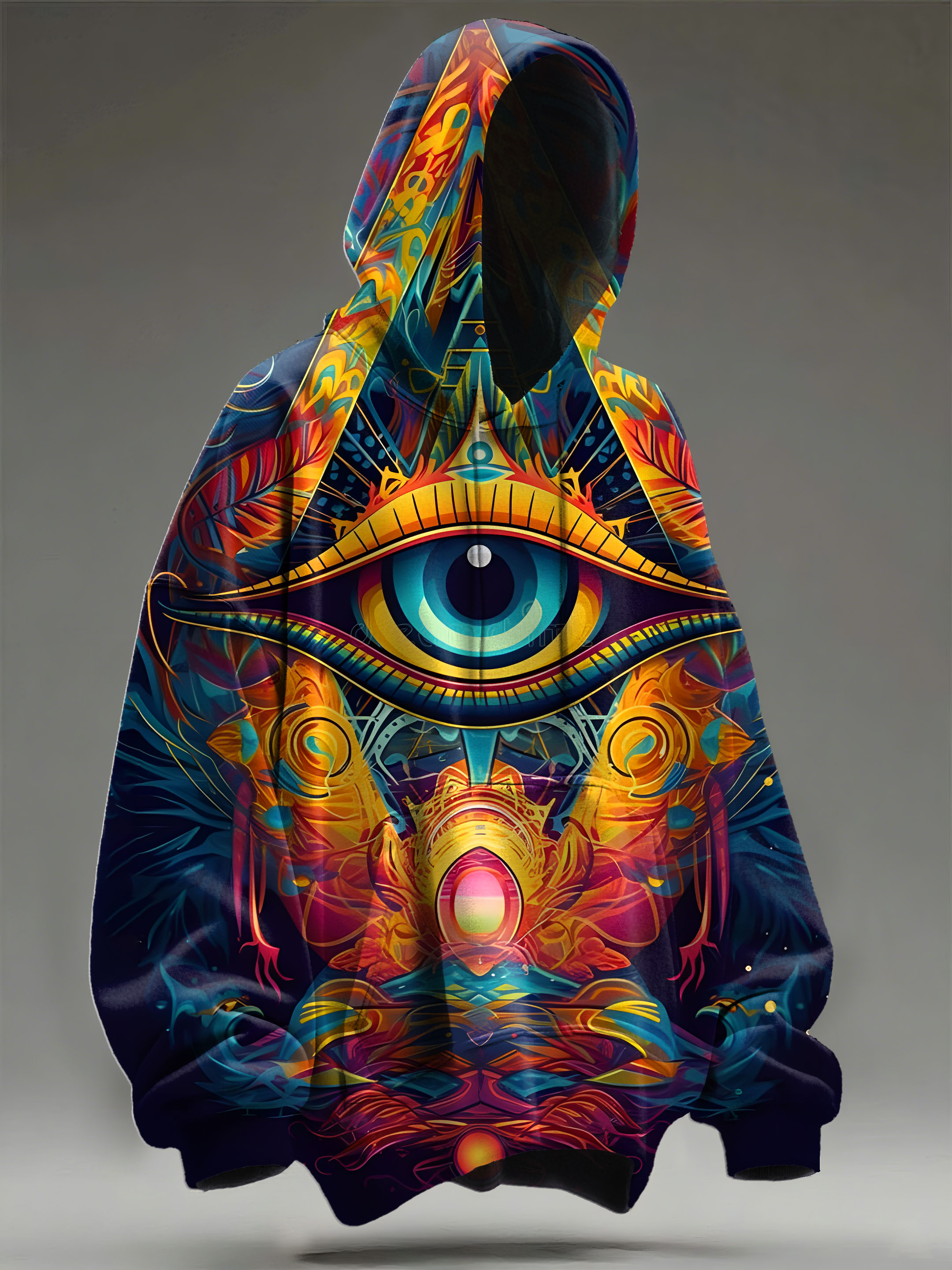 Retro Multicolor Eye Chakra Art Casual Hoodie Sweatshirt