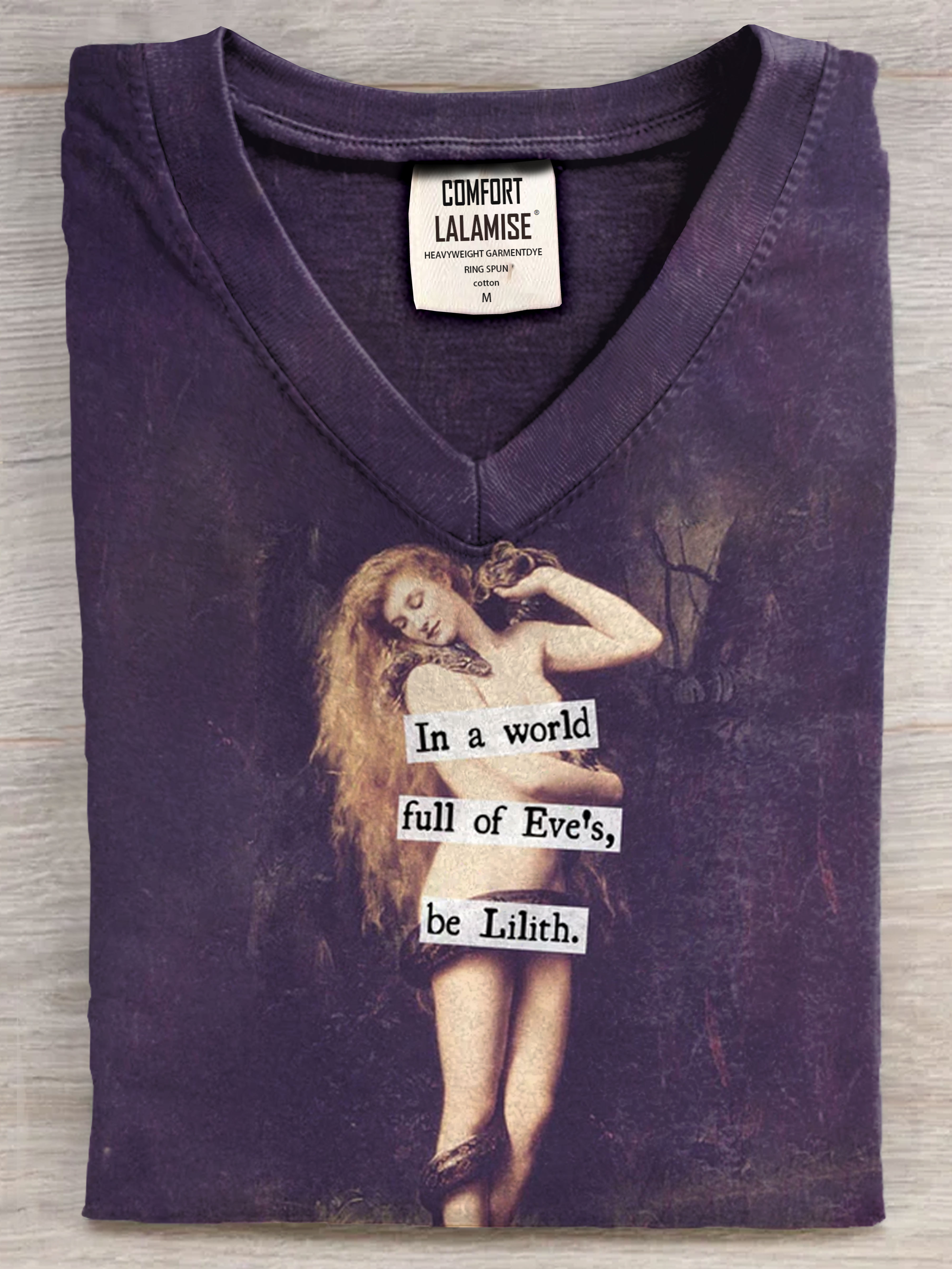 Vintage Funny Art Print V-neck Casual T-Shirt