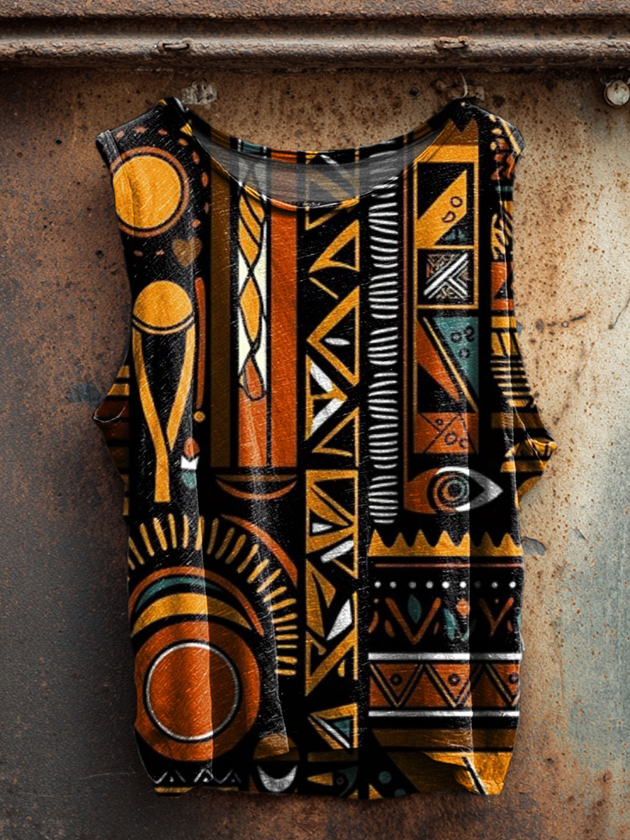 Abstract Art Print 100% Cotton Casual Tank Top