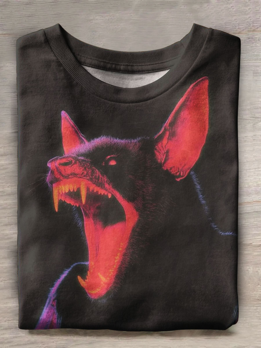 Dark Bat Print Casual Top