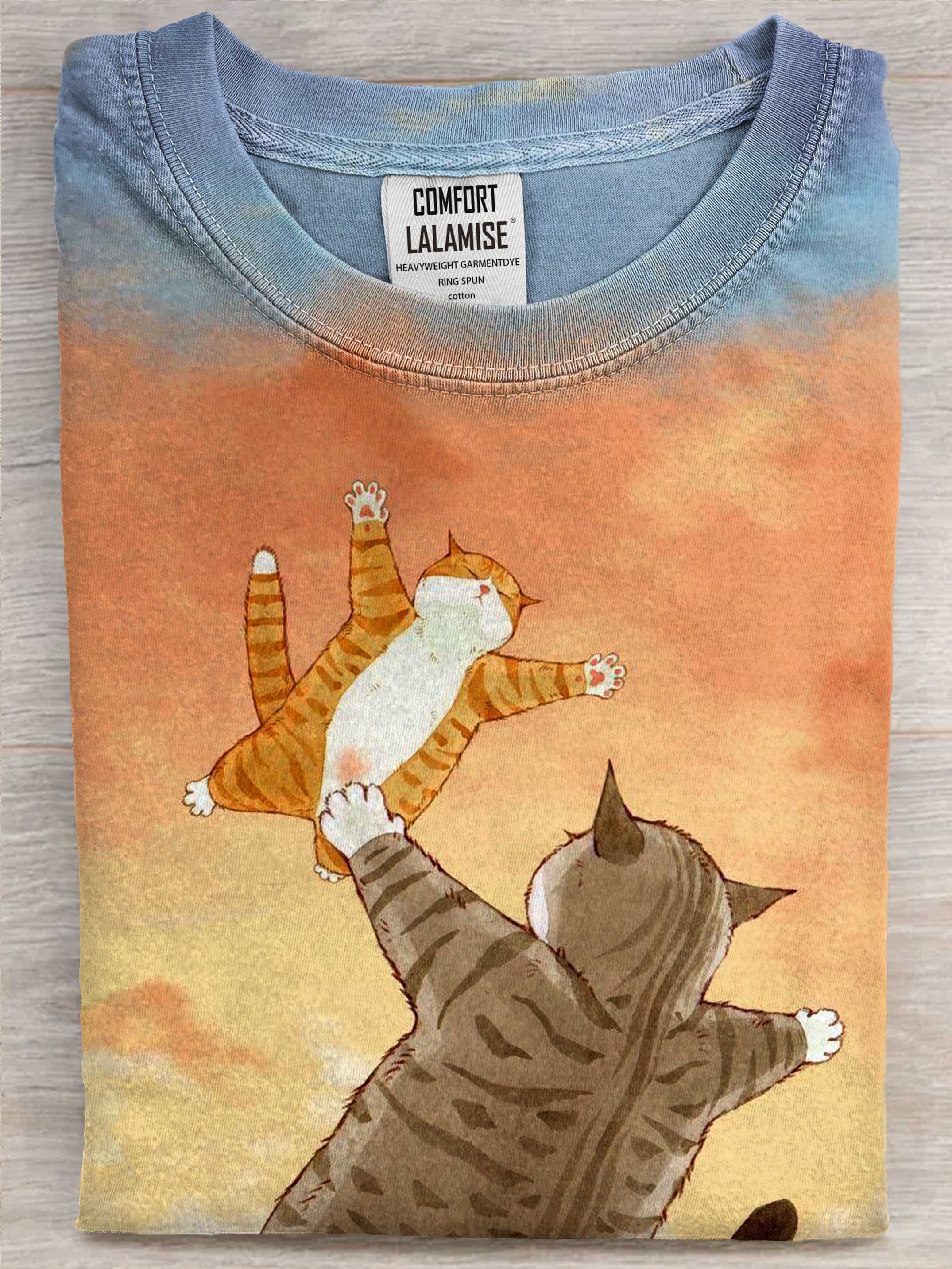 Cute Funny Cat Art Casaul Cotton Short Sleeve T-shirt