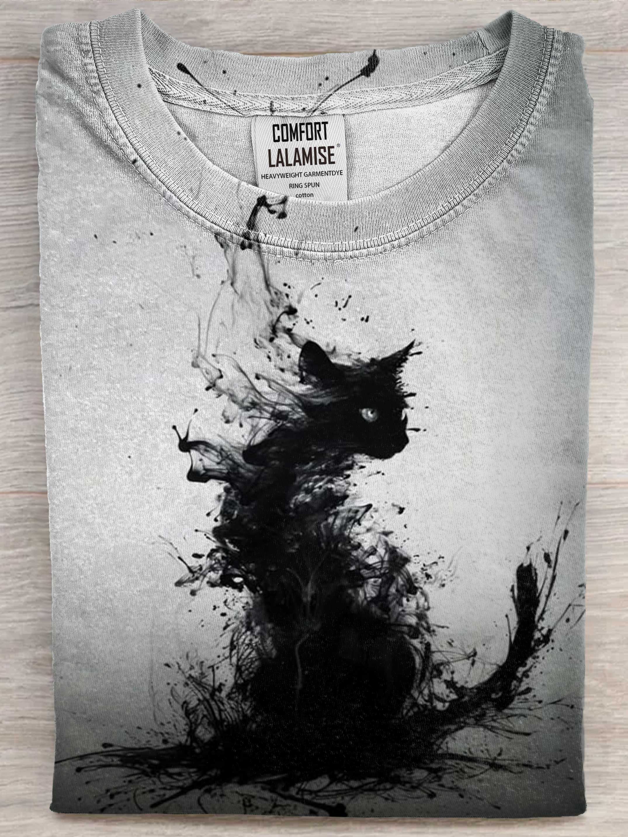 Abstrct Cat Art Print Casual Short Sleeve T-shirt