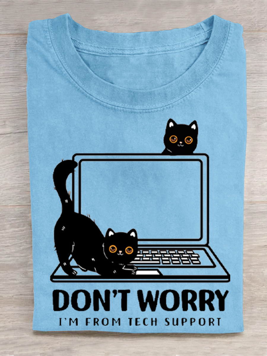 Cat Funny Art Print Crew Neck Short Sleeve T-Shirt